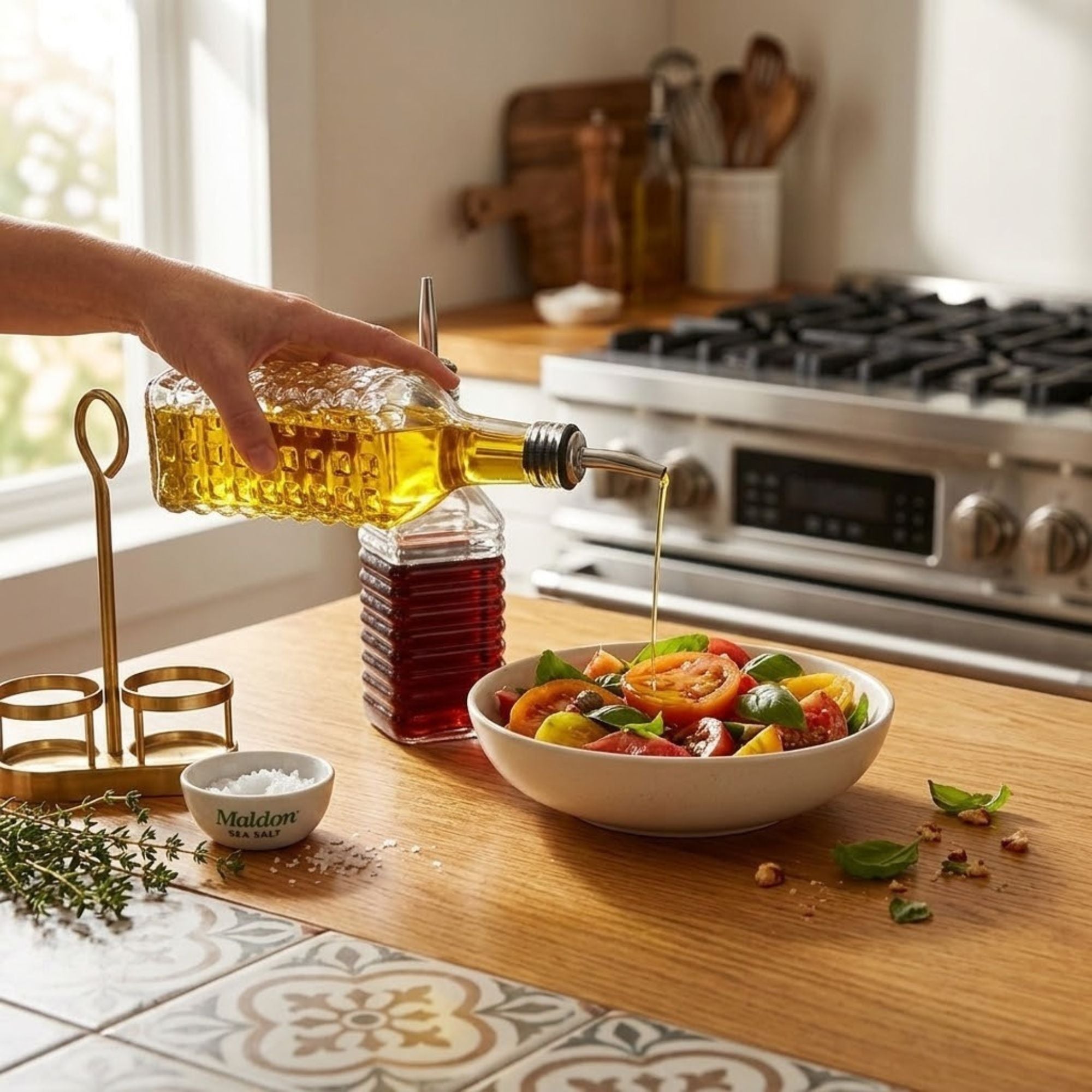 2 Pack Ideal Kitchen Glass Dispenser Set for Oils & Vinegar Oil & Vinegar Dispenser Set product image 5