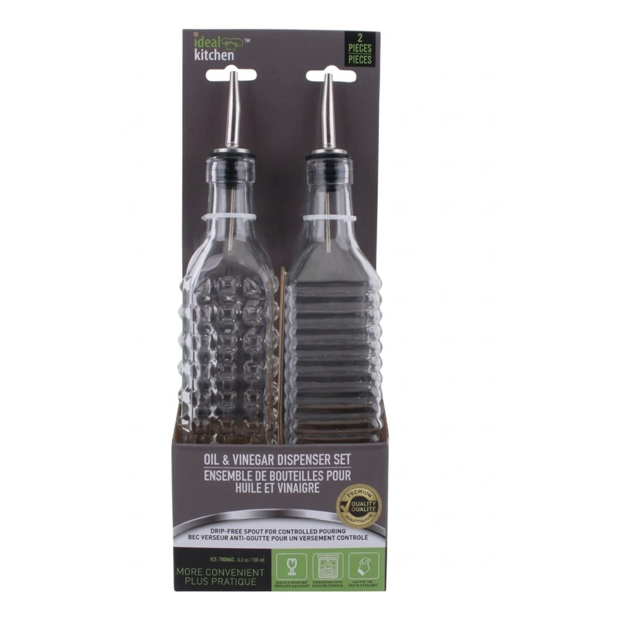 2 Pack Ideal Kitchen Glass Dispenser Set for Oils & Vinegar Oil & Vinegar Dispenser Set product detail image