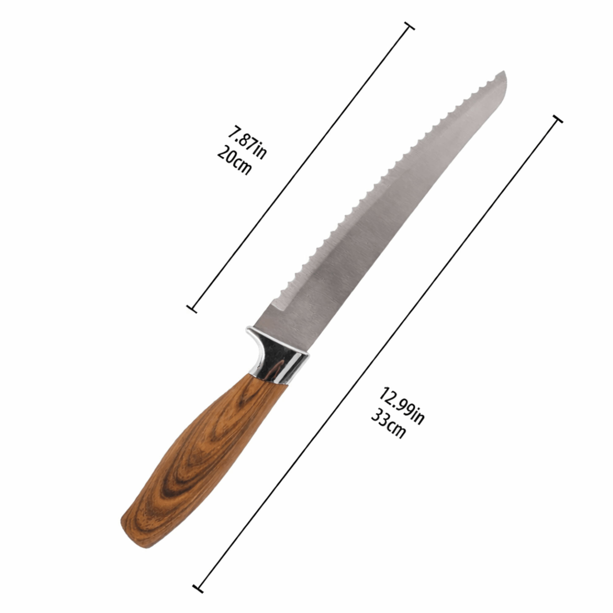 8" Serrated Light Woodgrain Ideal Kitchen Wood Handle Bread Knife Bread Knives Cutting Knife product detail image