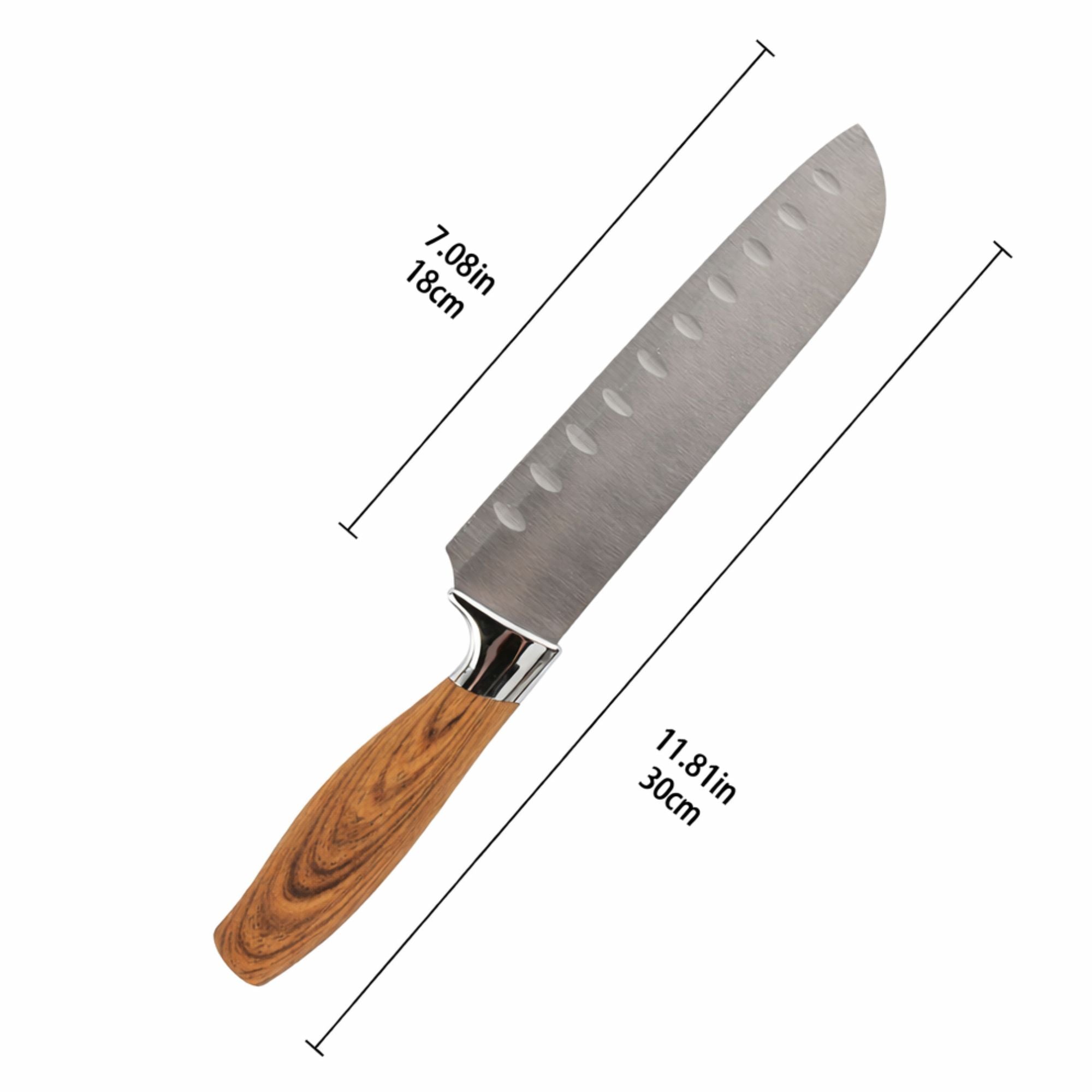 7" Light Woodgrain Ideal Kitchen Wood Handle Santoku Knife Santoku Knives Cutting Knife product detail image
