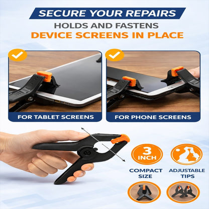 3 Inch Black Spring Clamp Clips | Phone & Tablet Screen Repair Clamp 2 Pc Set