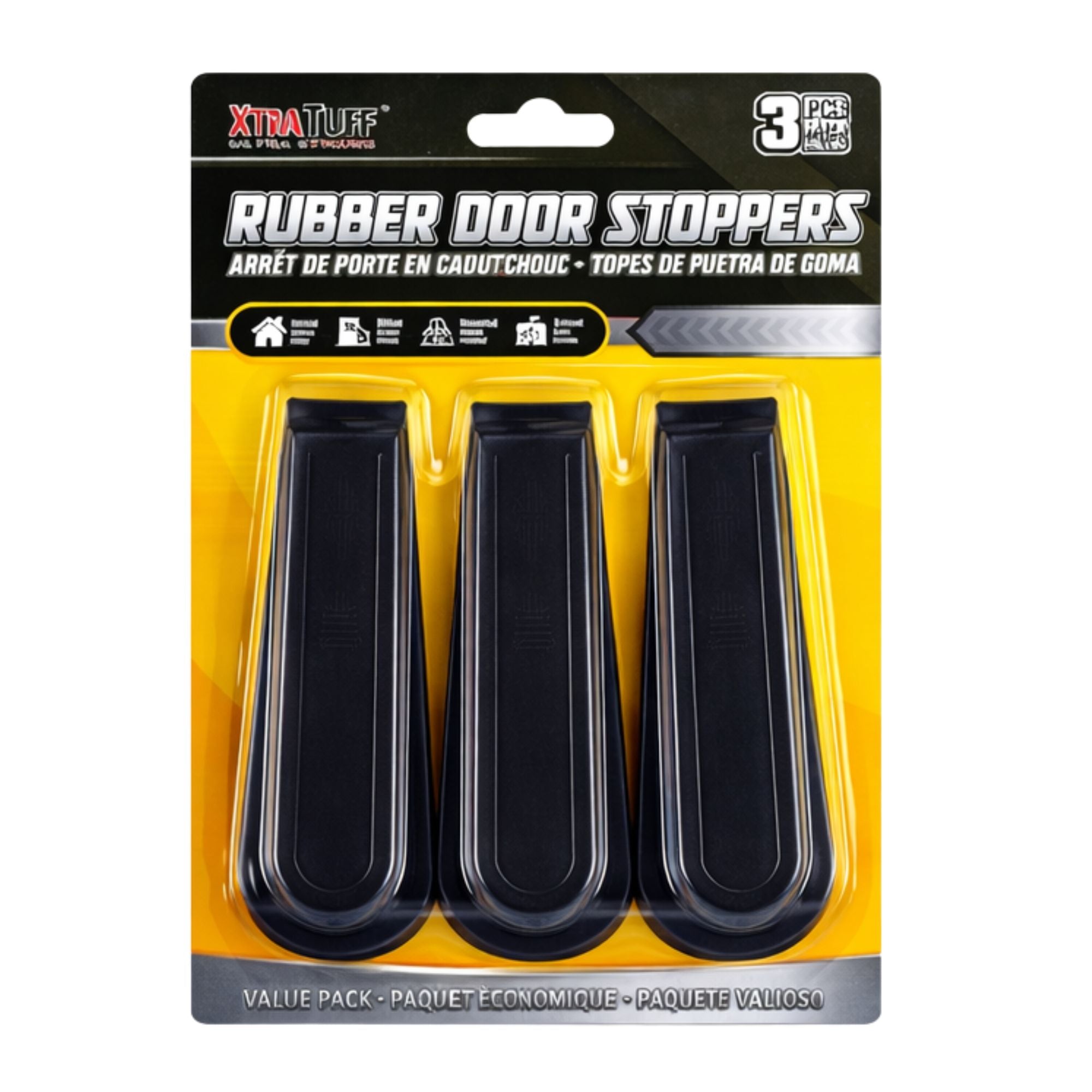 3 PC Heavy Duty Rubber Door Stoppers Non Slip Door Wedges for Floors Door Stops lifestyle use image