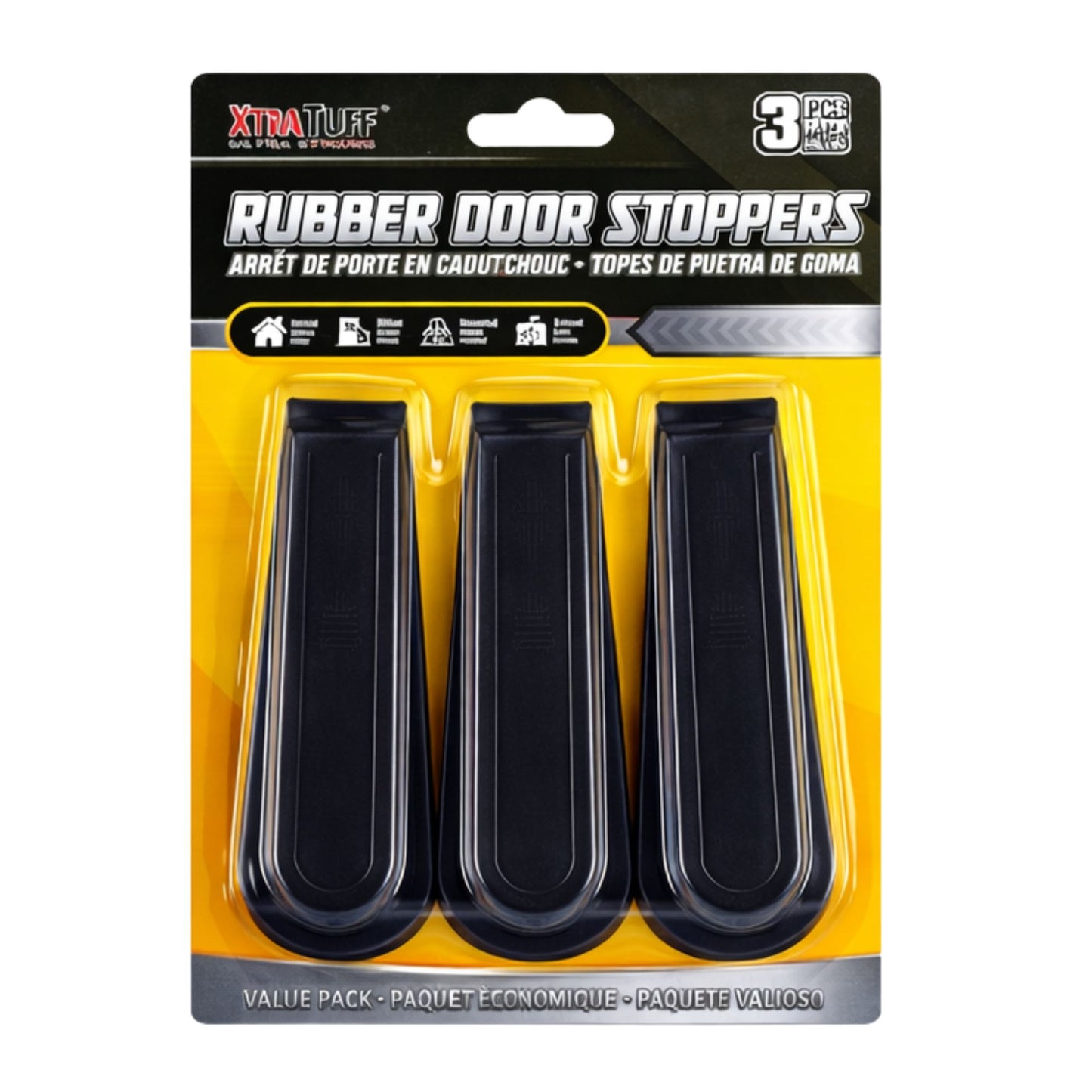 3 PC Heavy Duty Rubber Door Stoppers Non Slip Door Wedges for Floors Door Stops lifestyle use image
