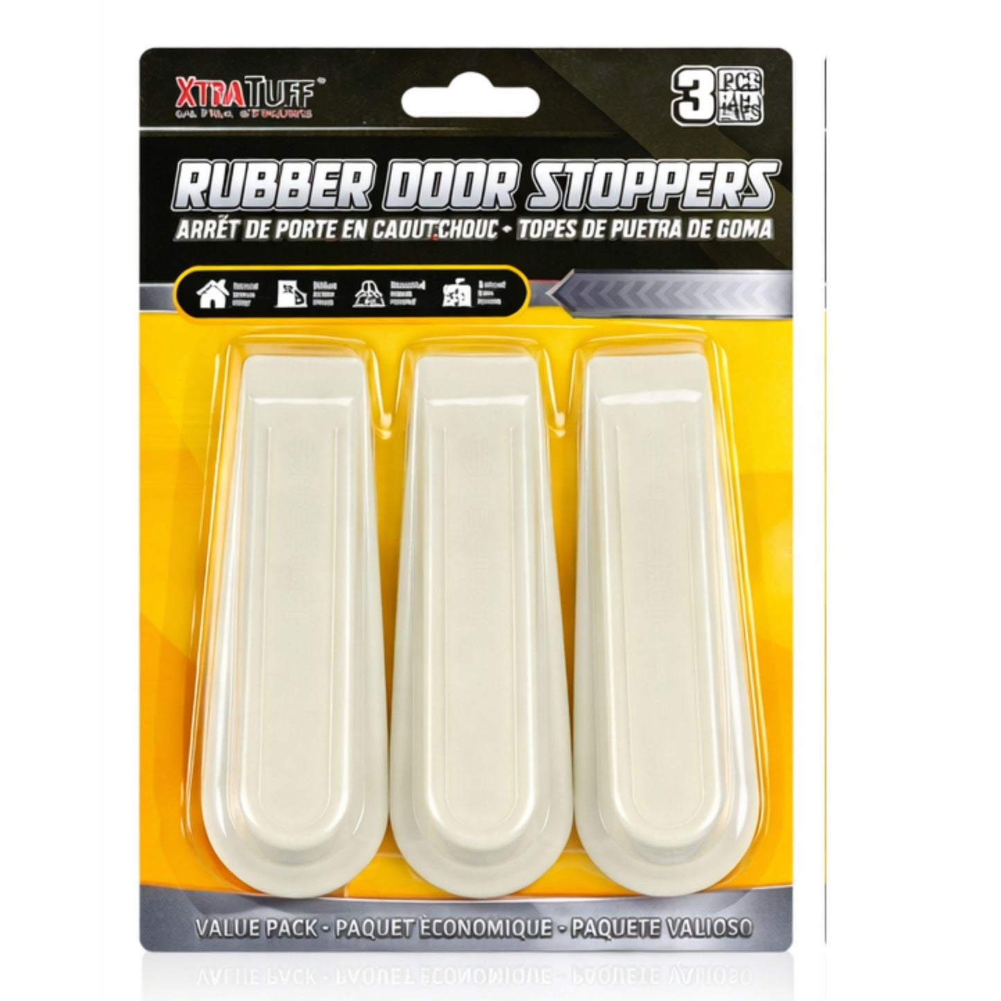 3 PC Heavy Duty Rubber Door Stoppers Non Slip Door Wedges for Floors Door Stops size and feature image