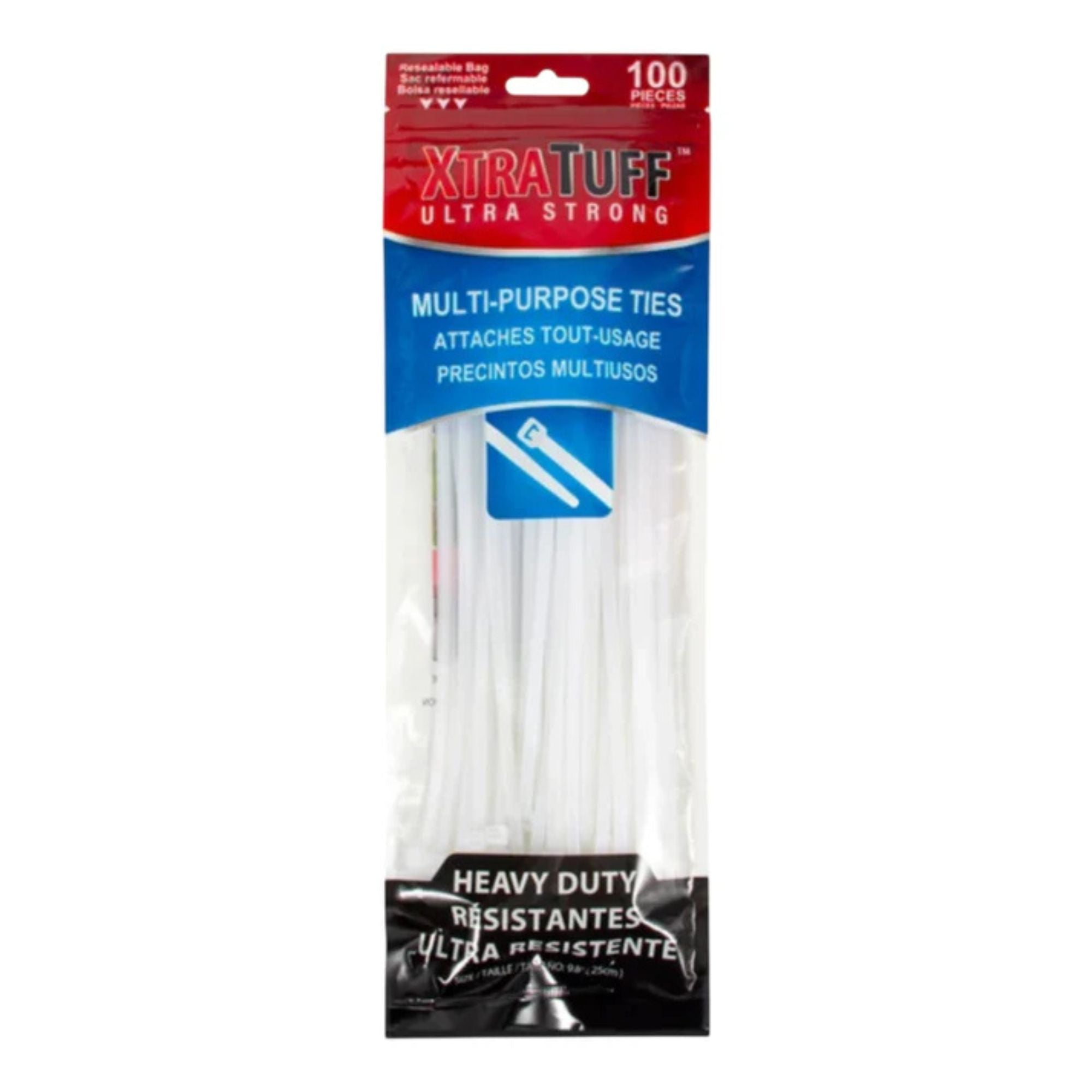 10" XtraTuff Multi Purpose Nylon Zip Cable Ties, 100Pcs product detail image