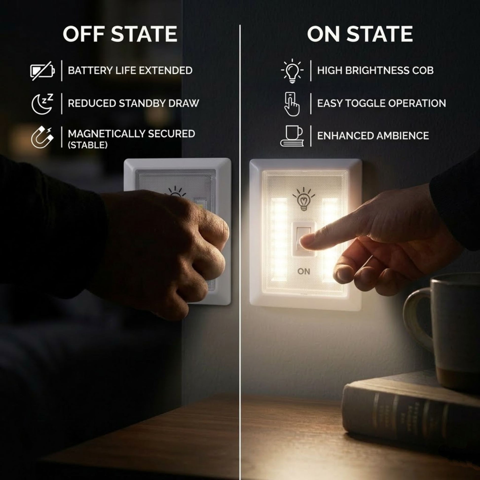 EZ Tech LED Switch Cordless Wall Light