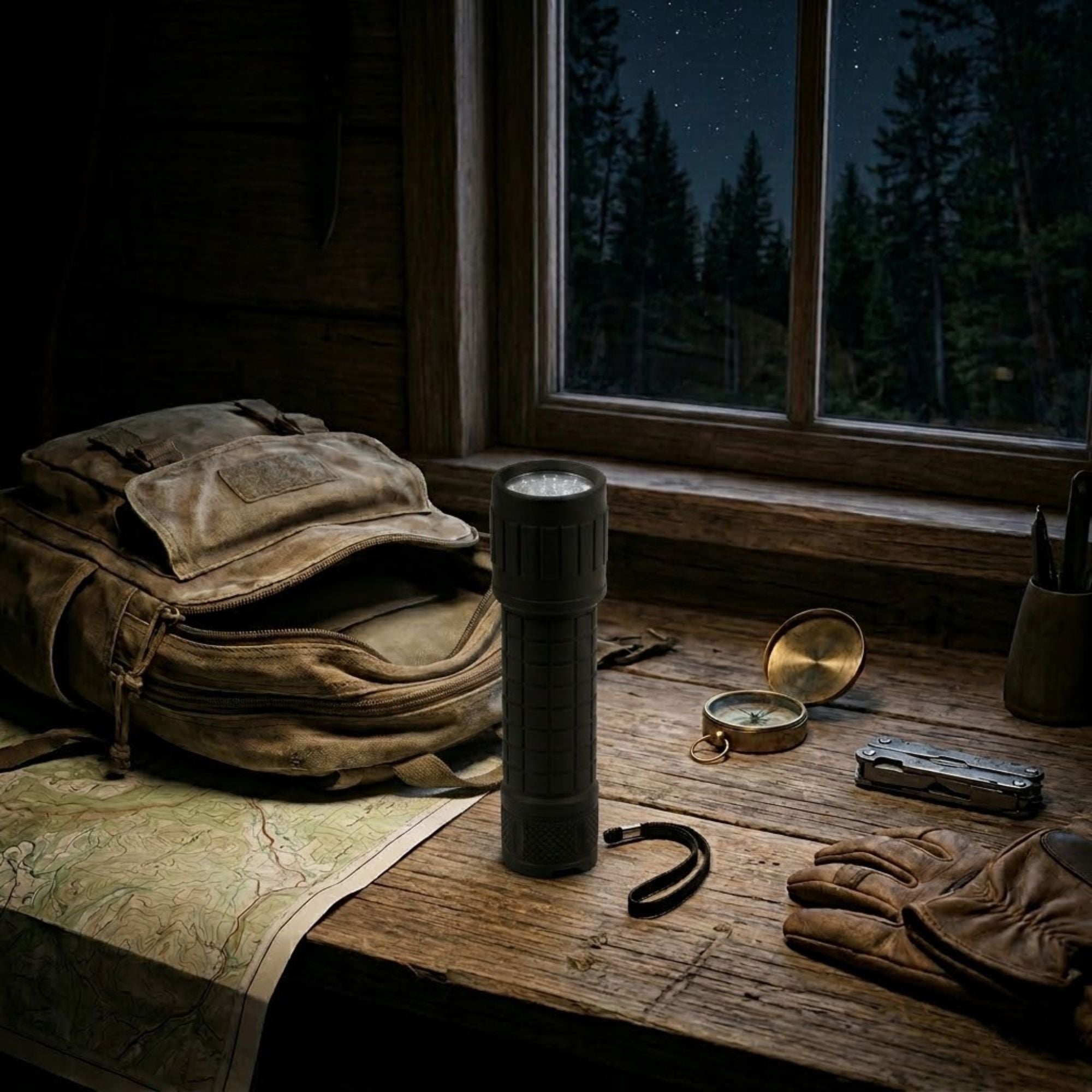 EZ Tech 9 LED Rubber Grip Flashlight Torch with Battery size and feature image