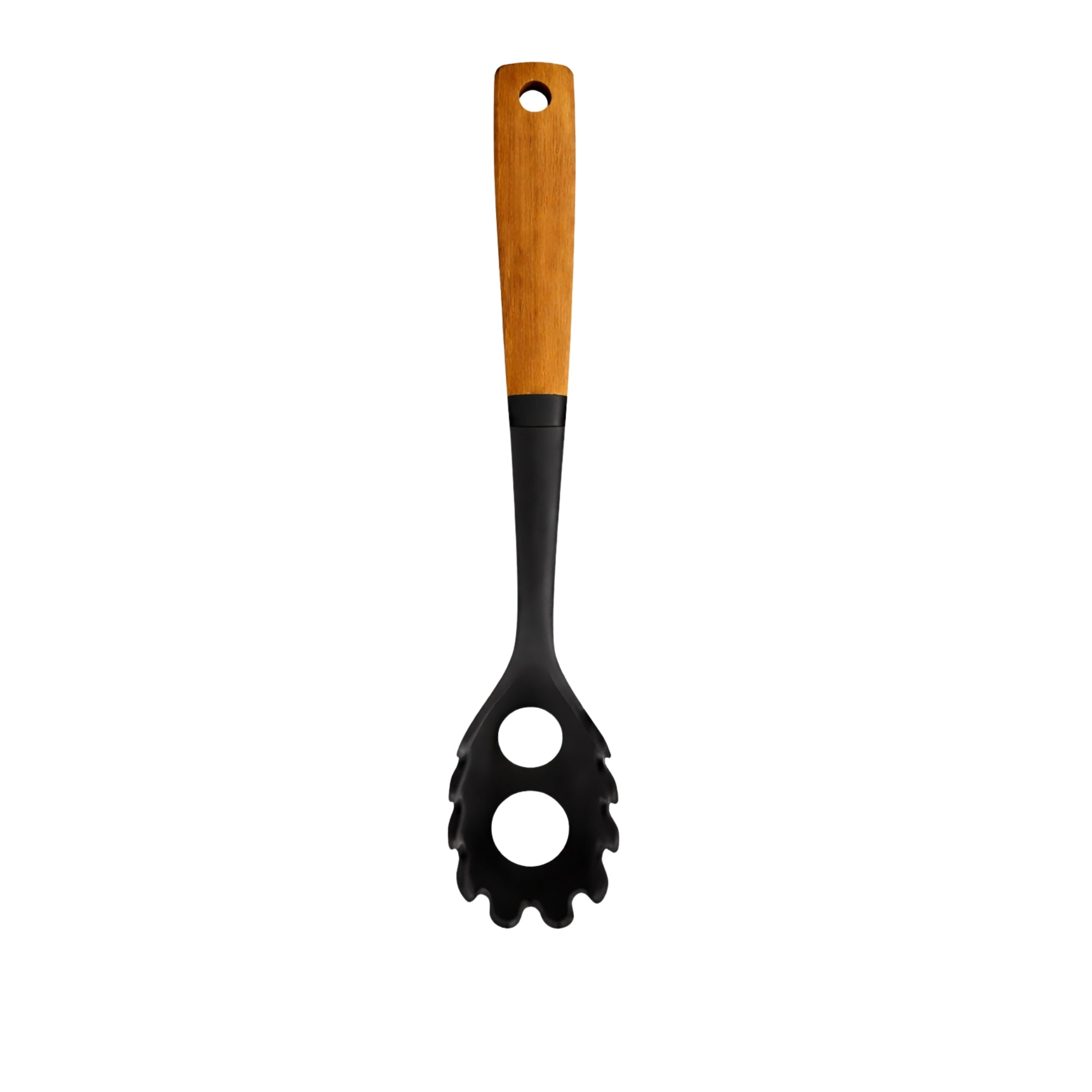 12" Gray Silicone & Wood Handle Ideal Kitchen Spaghetti Spoon Utensils product detail image