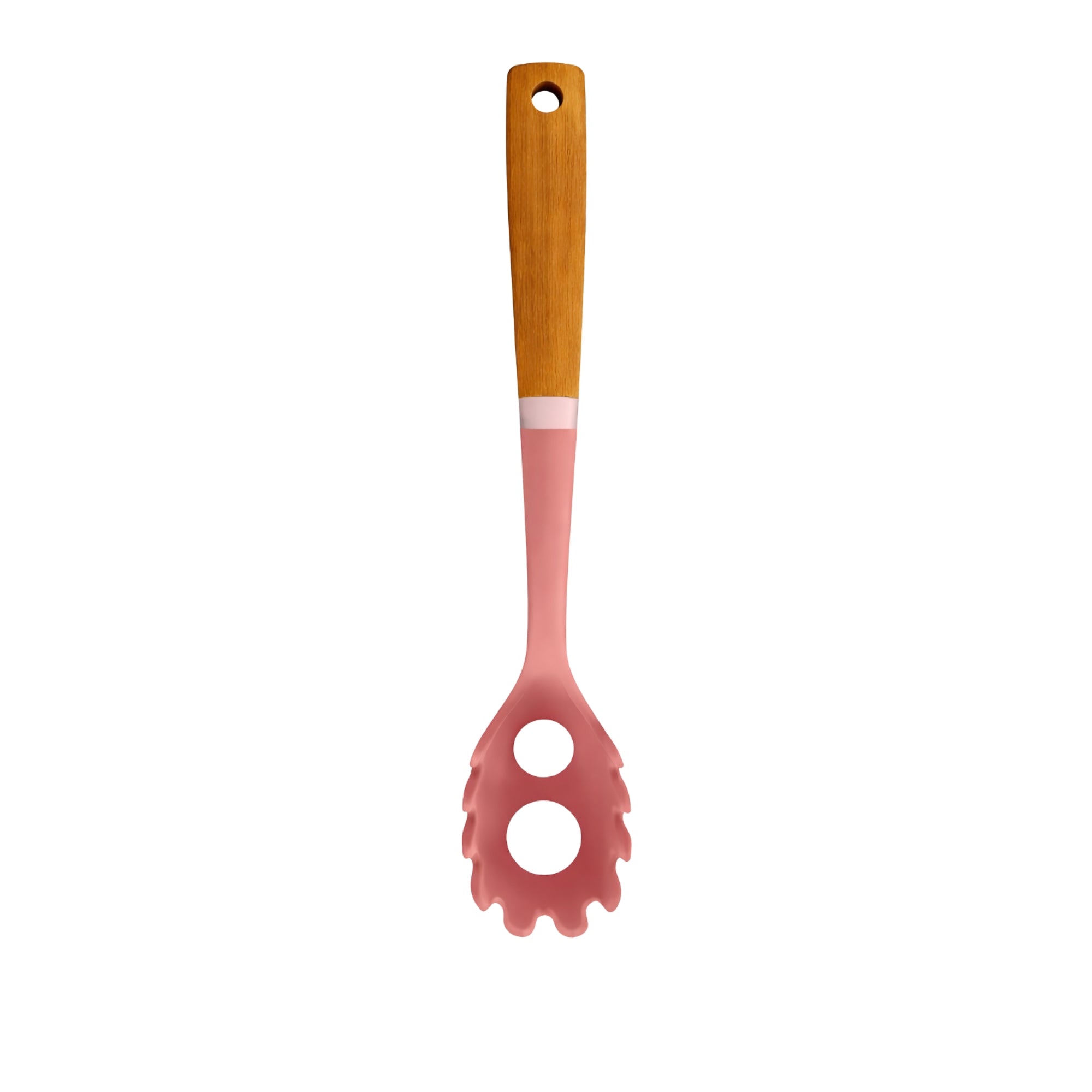 12" Pink Silicone & Wood Handle Ideal Kitchen Spaghetti Spoon Utensils product detail image