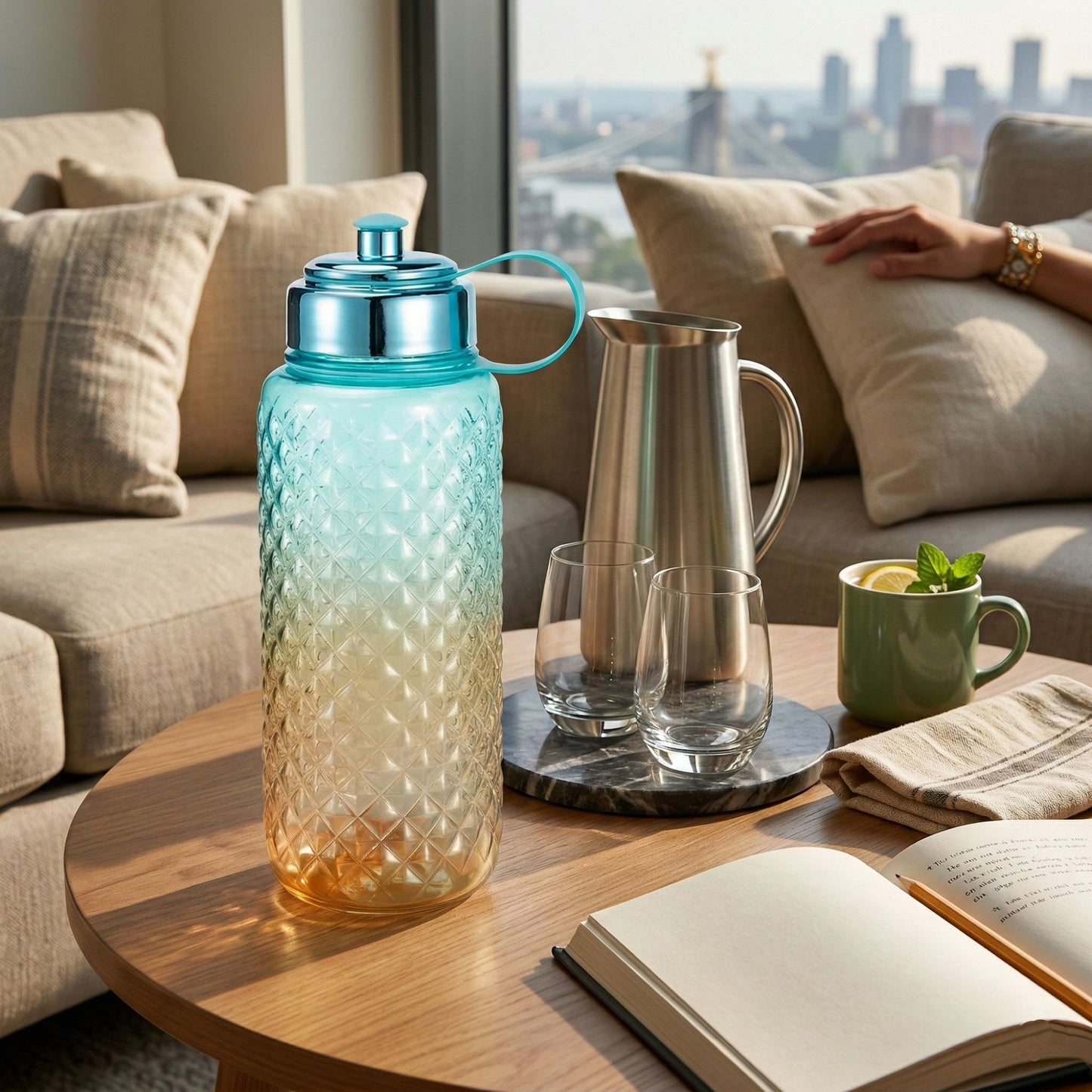 37oz Large Reusable Leakproof Splash Plastic Sport Bottle