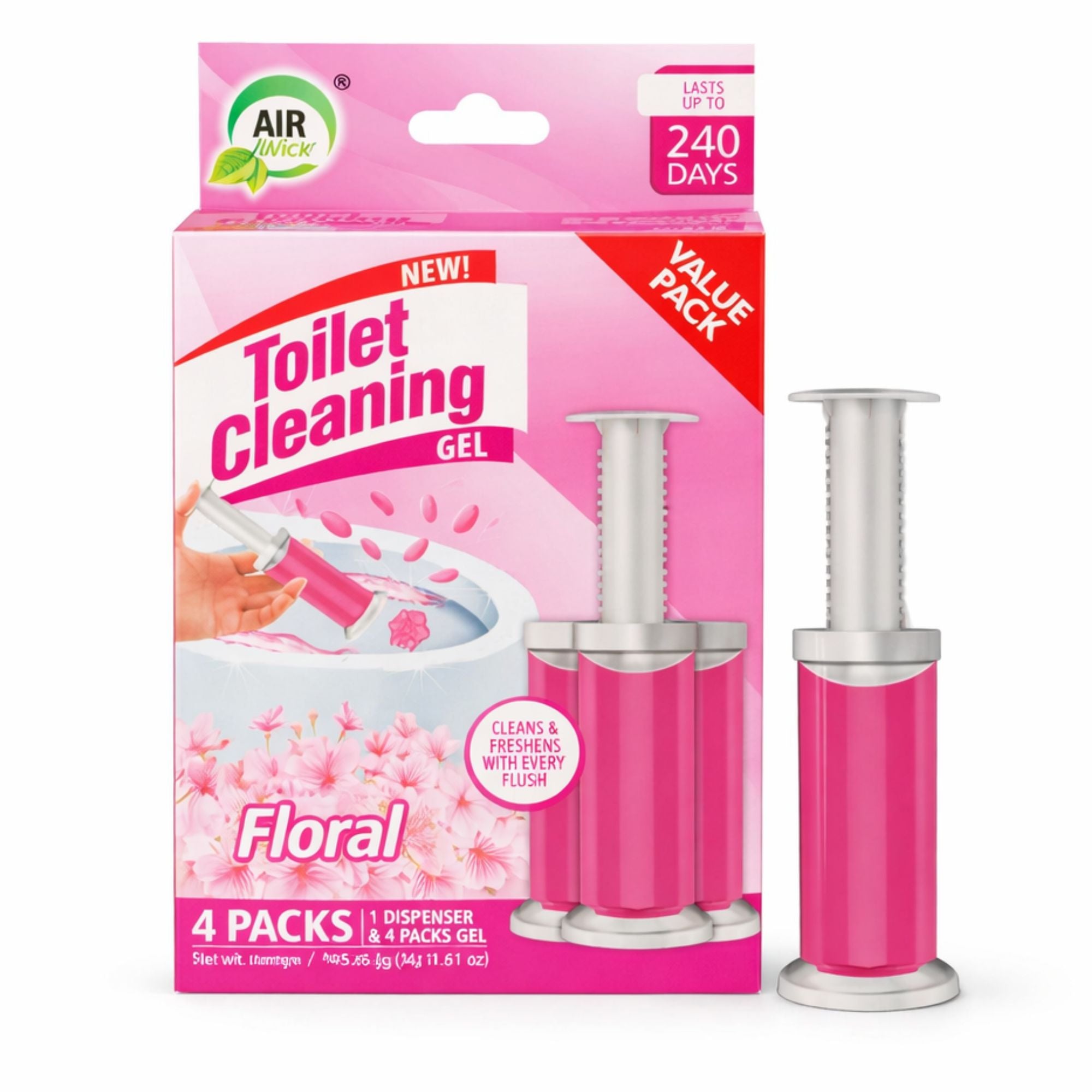 Air Fusion Floral Scent Toilet Cleaning Gel 56 Stamps 6.43oz 4 Pack Toilet Bowl Cleaner main product image