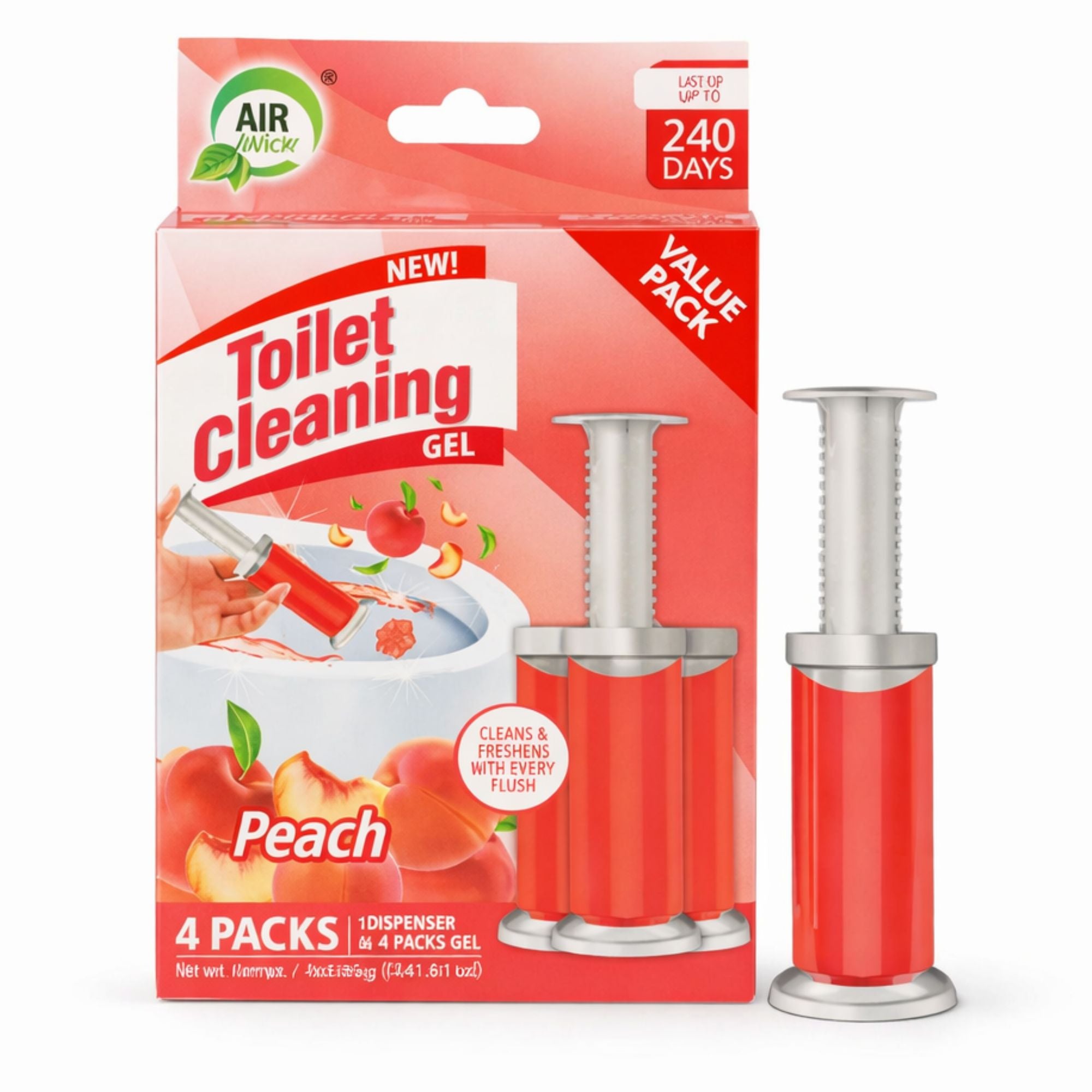 Air Fusion Peach Scent Toilet Cleaning Gel 56 Stamps 6.43oz 4 Pack Toilet Bowl Cleaner main product image