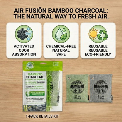 1 Piece Air Fusion Bamboo Charcoal Odor & Moisture Control Natural Air Purifier