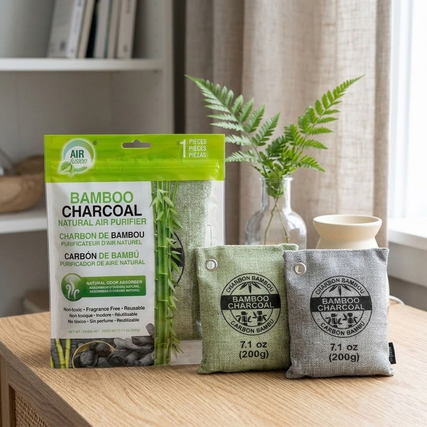 1 Piece Air Fusion Bamboo Charcoal Odor & Moisture Control Natural Air Purifier