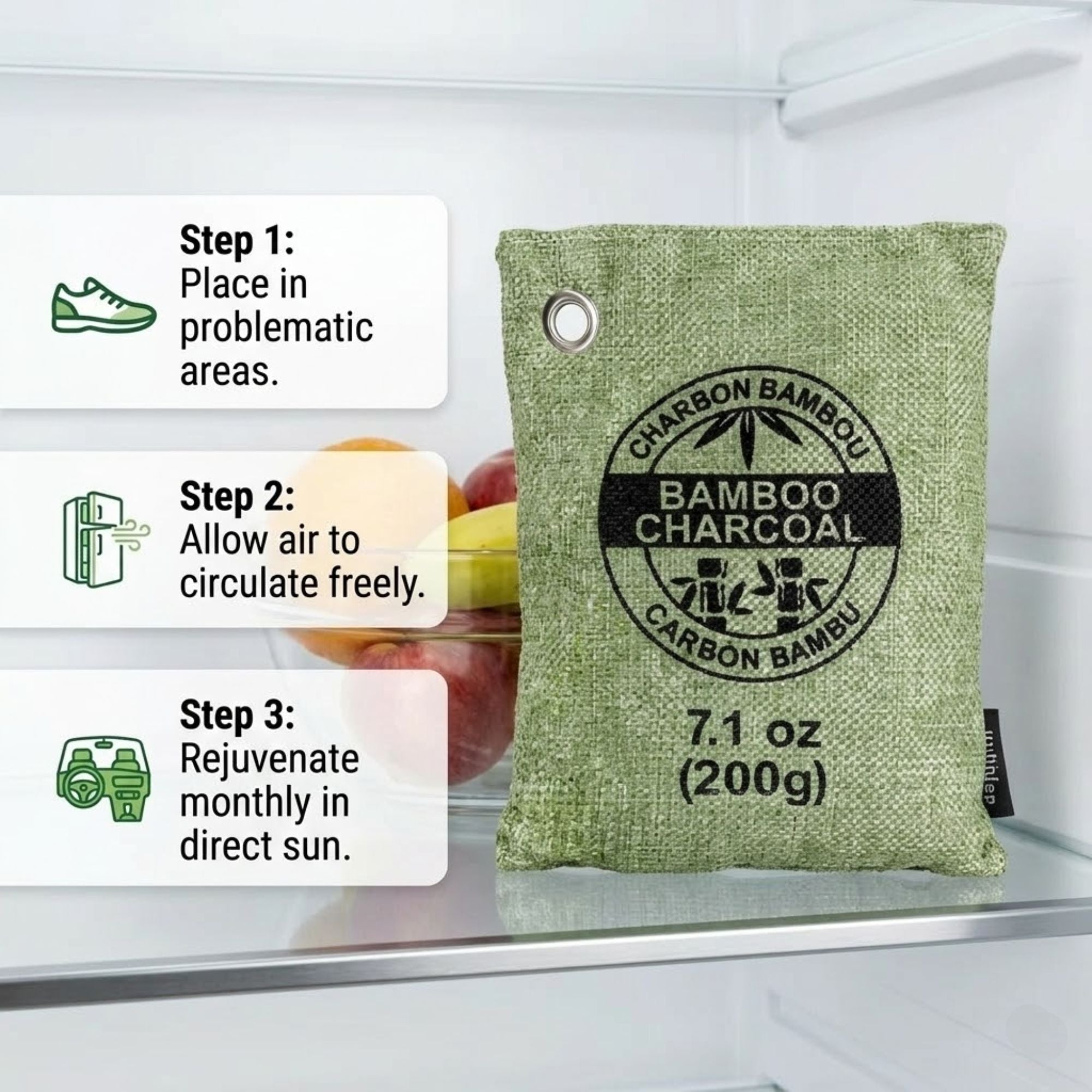 1 Piece Air Fusion Bamboo Charcoal Air Purifying Bag size and feature image