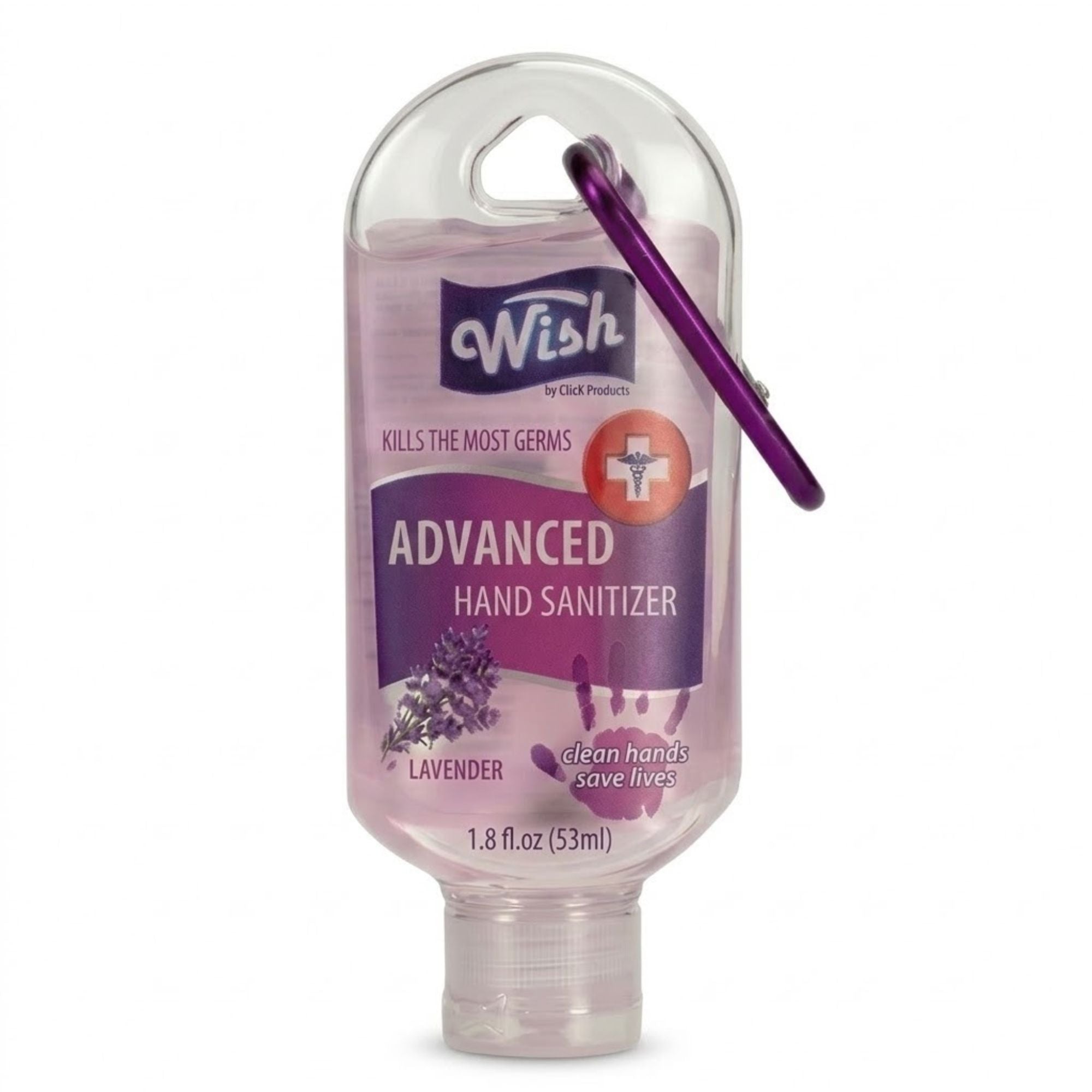 1.8oz Wish Travel Size Hand Sanitizer with Clip size and feature image