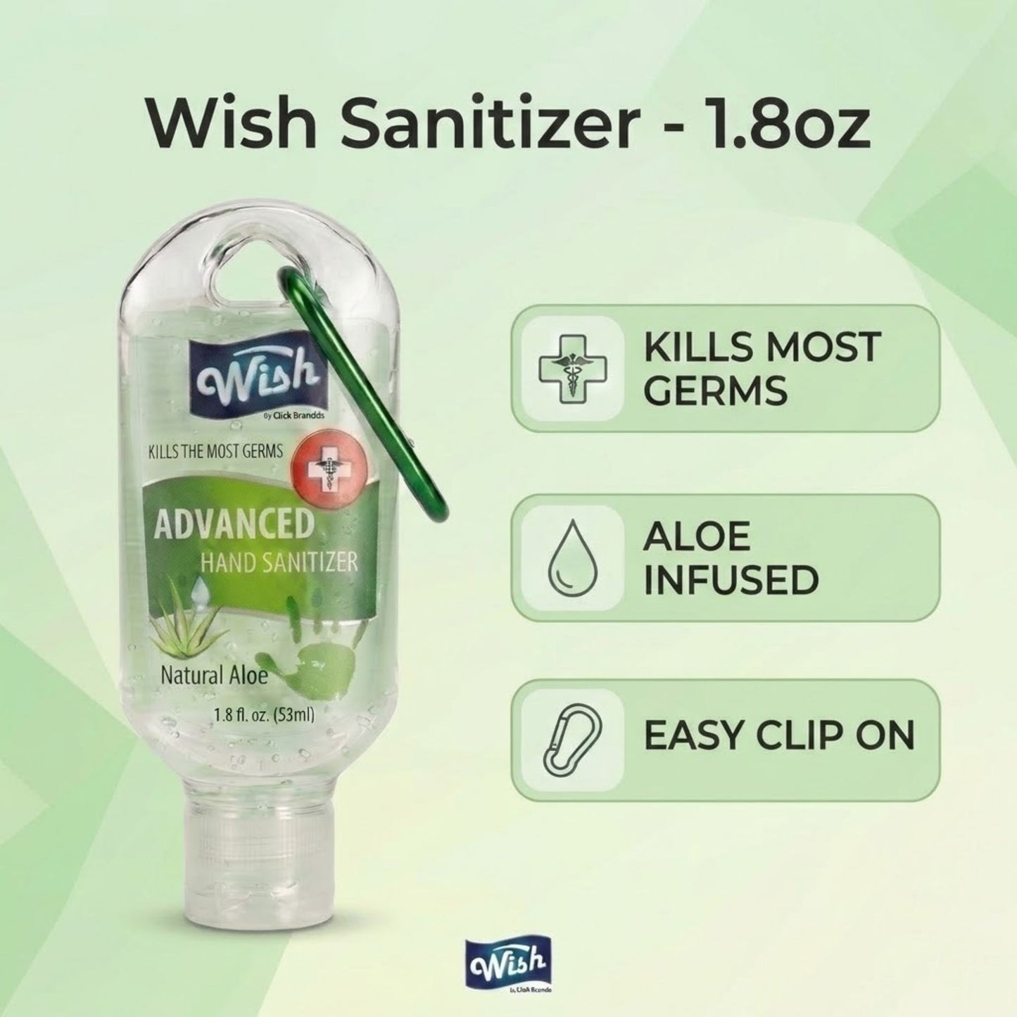 1.8oz Travel Size Wish Hand Sanitizer with Clip