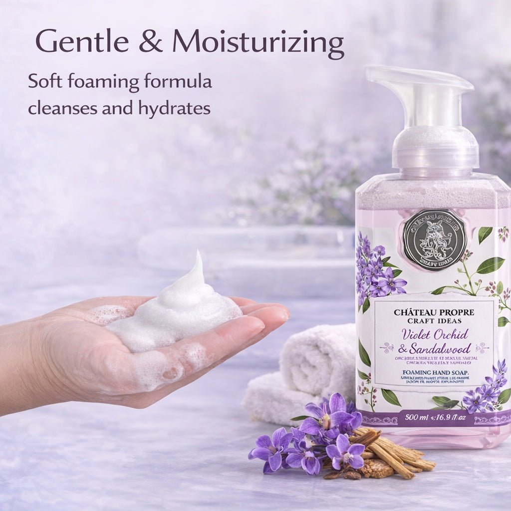 16.9 FL OZ Chateau Propre Violet Orchid & Sandalwood Foaming Hand Soap size and feature image