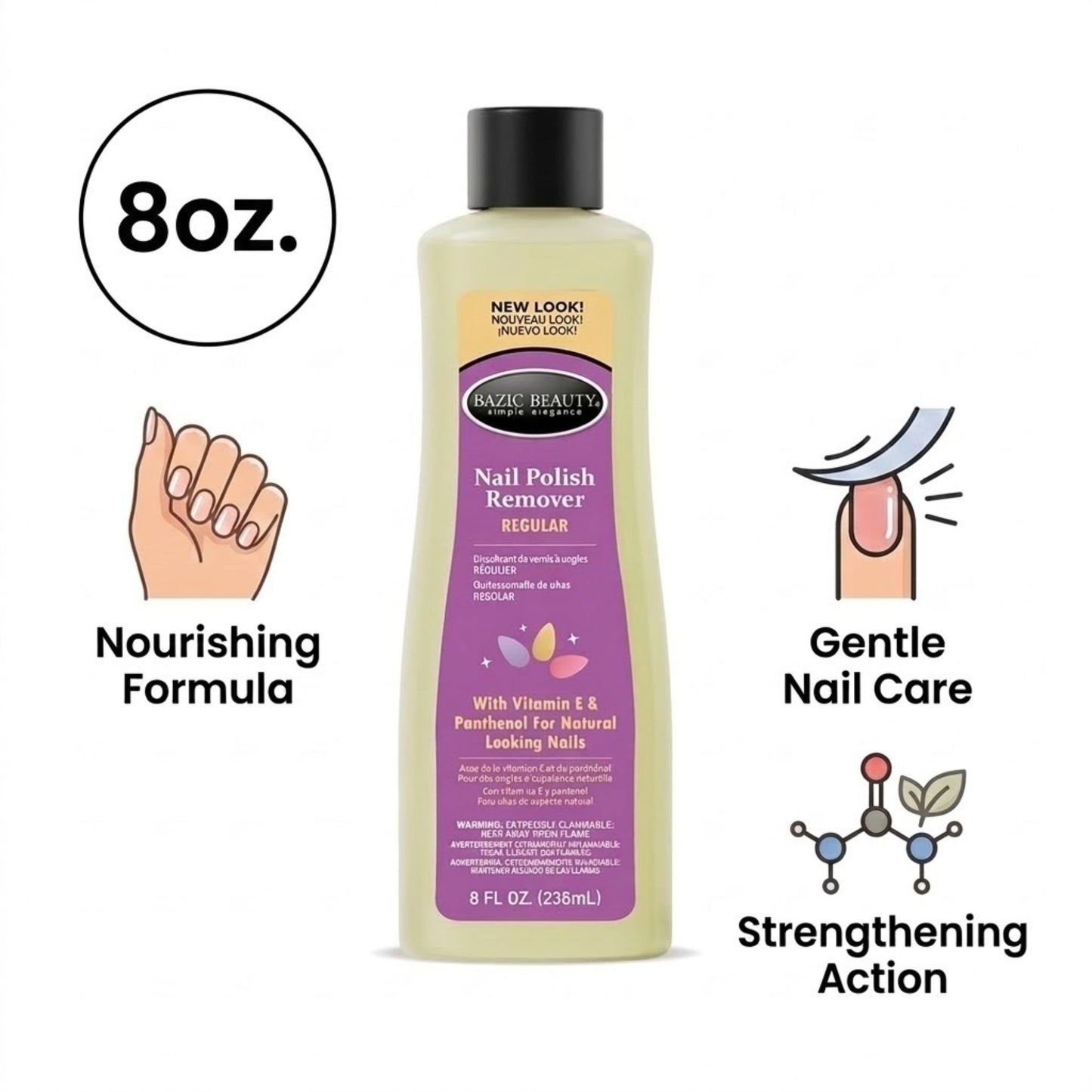 8oz Bazic Beauty Regular Nail Polish Remover