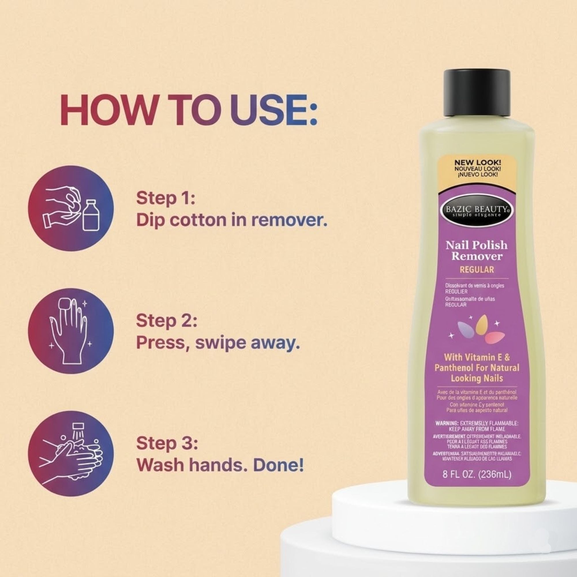 8oz Bazic Beauty Regular Nail Polish Remover size and feature image