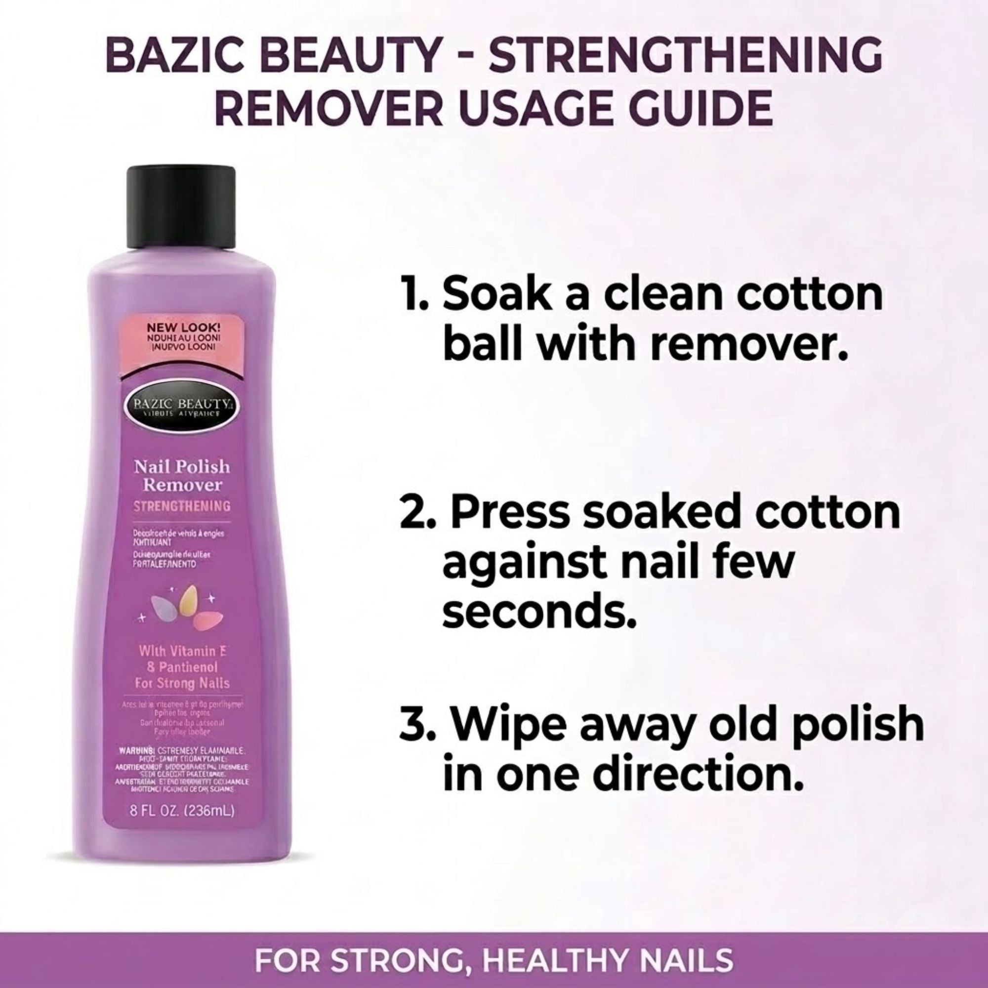 8oz Bazic Beauty Strengthening Nail Polish Remover size and feature image