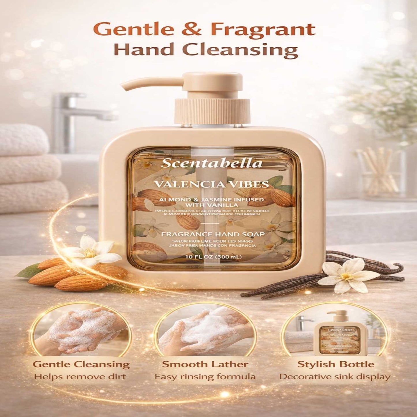 10 FL OZ Valencia Vibes Almond & Jasmine Vanilla Fragrance Hand Soap First Aid Antiseptic product detail image