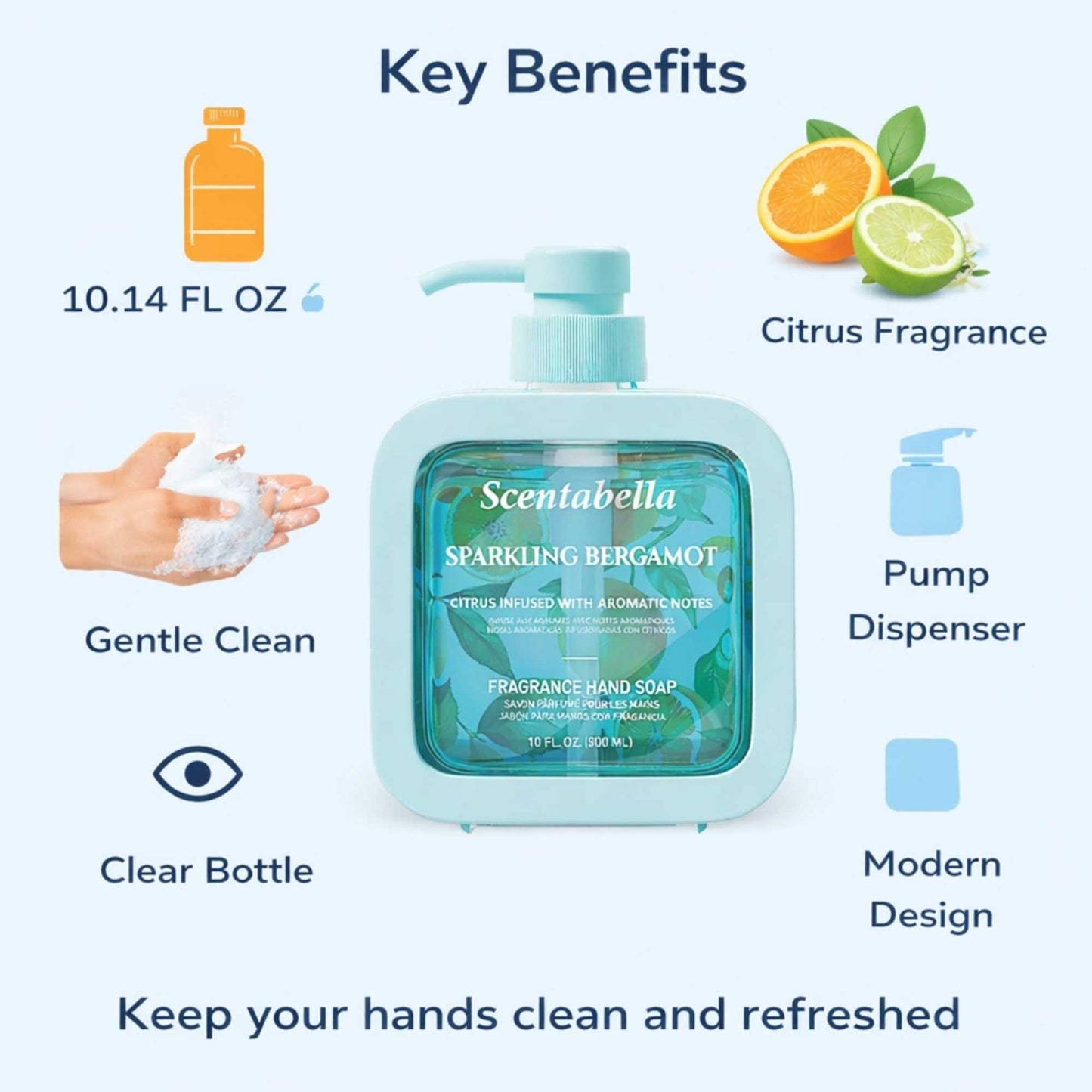 10 FL OZ Sparkling Bergamot Scented Hand Soap First Aid Antiseptic lifestyle use image