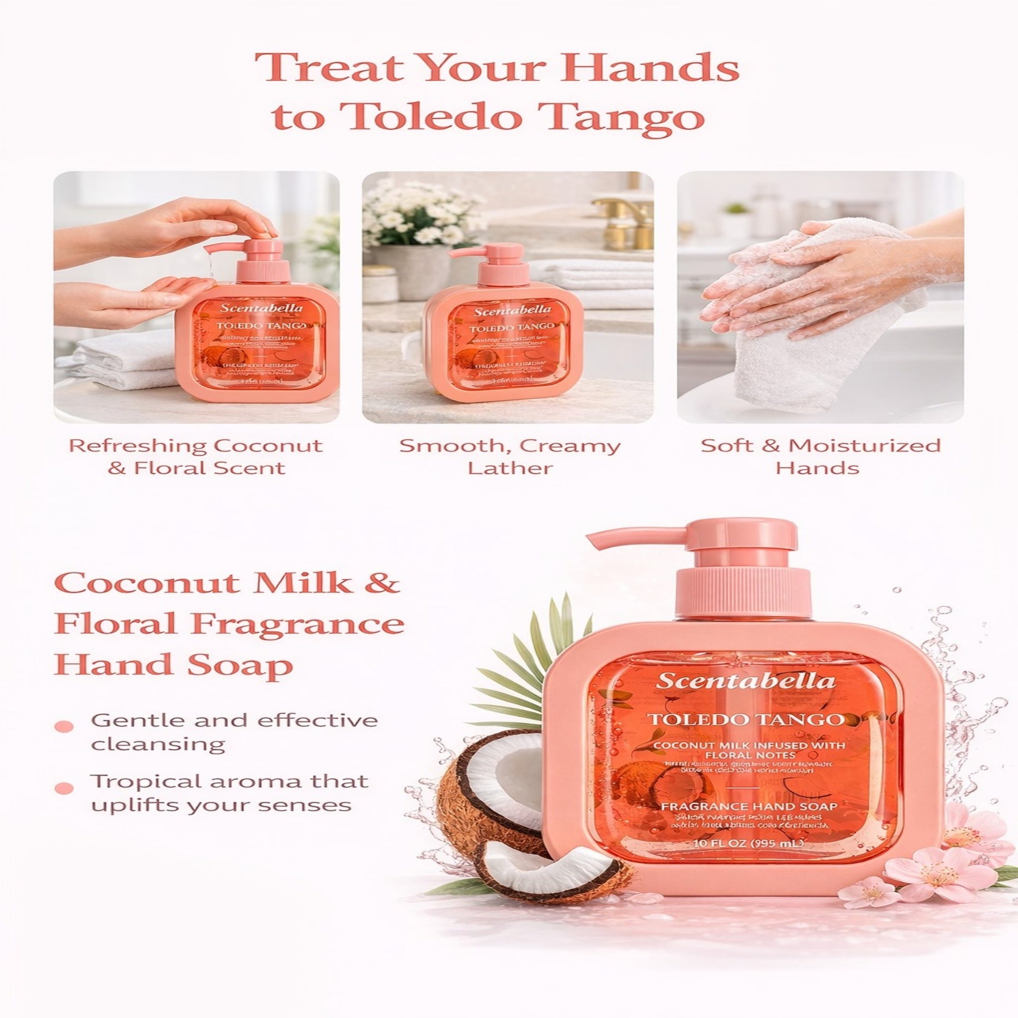 10 FL OZ Toledo Tango Coconut Milk Floral Fragrance Hand Soap First Aid Antiseptic product detail image