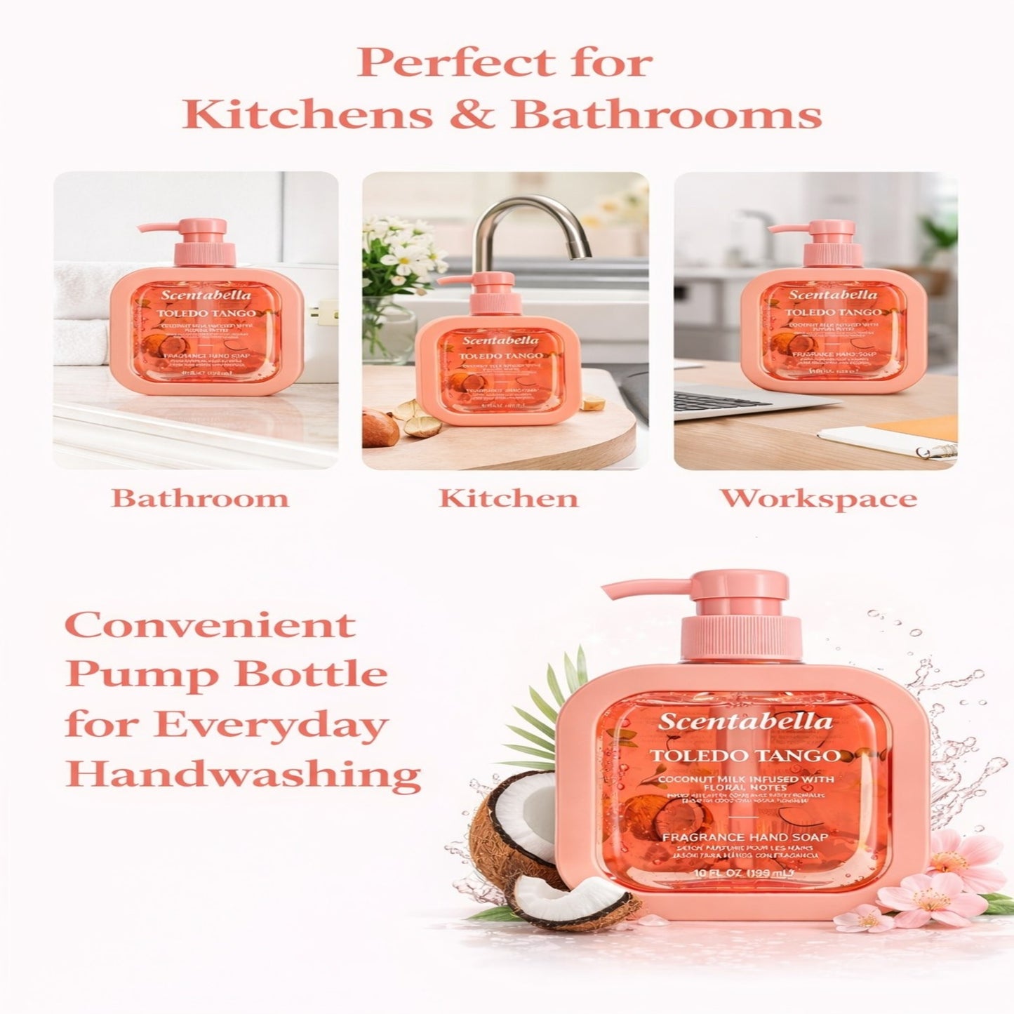 10 FL OZ Toledo Tango Coconut Milk Floral Fragrance Hand Soap First Aid Antiseptic lifestyle use image