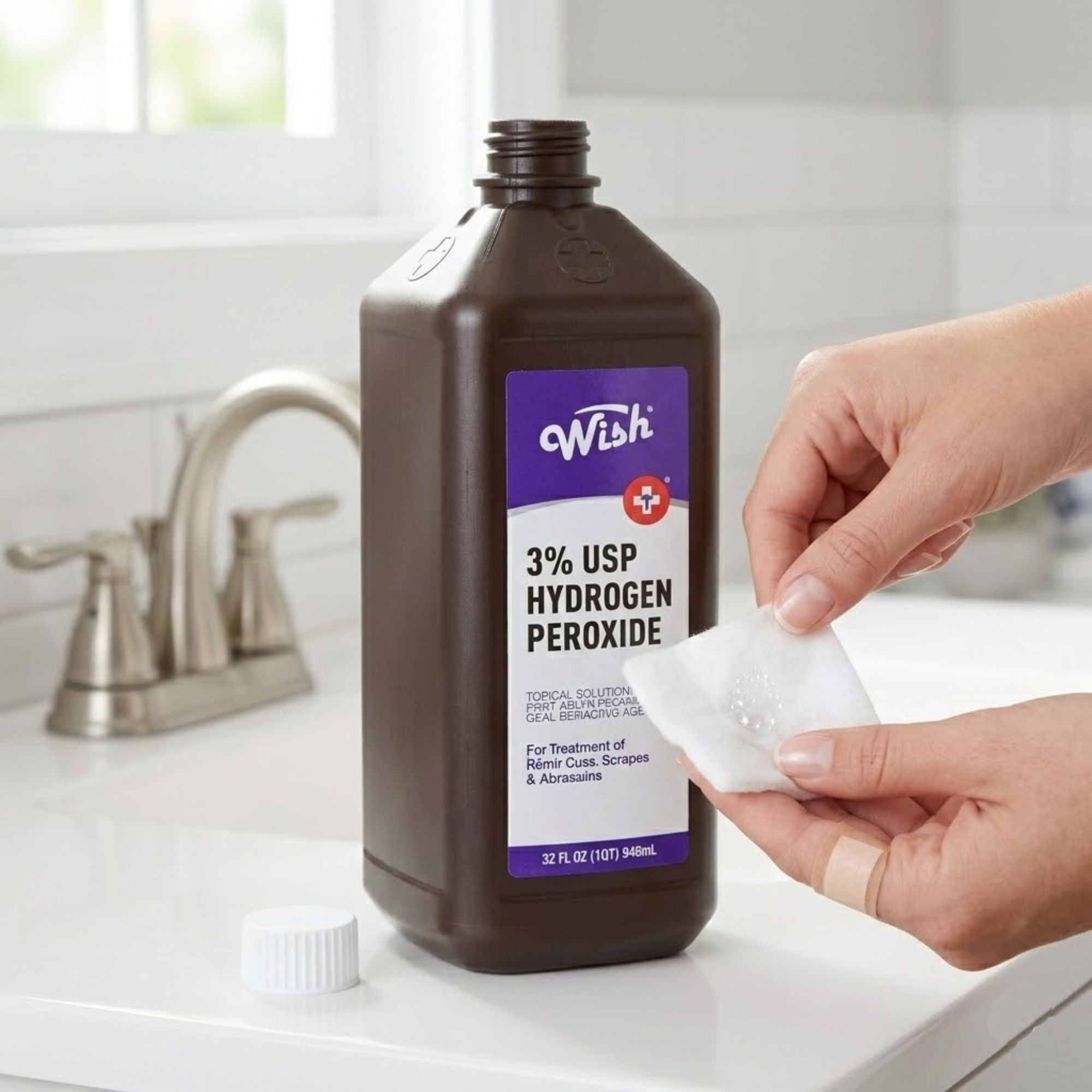 32oz Wish 3% USP Hydrogen Peroxide First Aid Antiseptic First Aid first aid antiseptic size and feature image