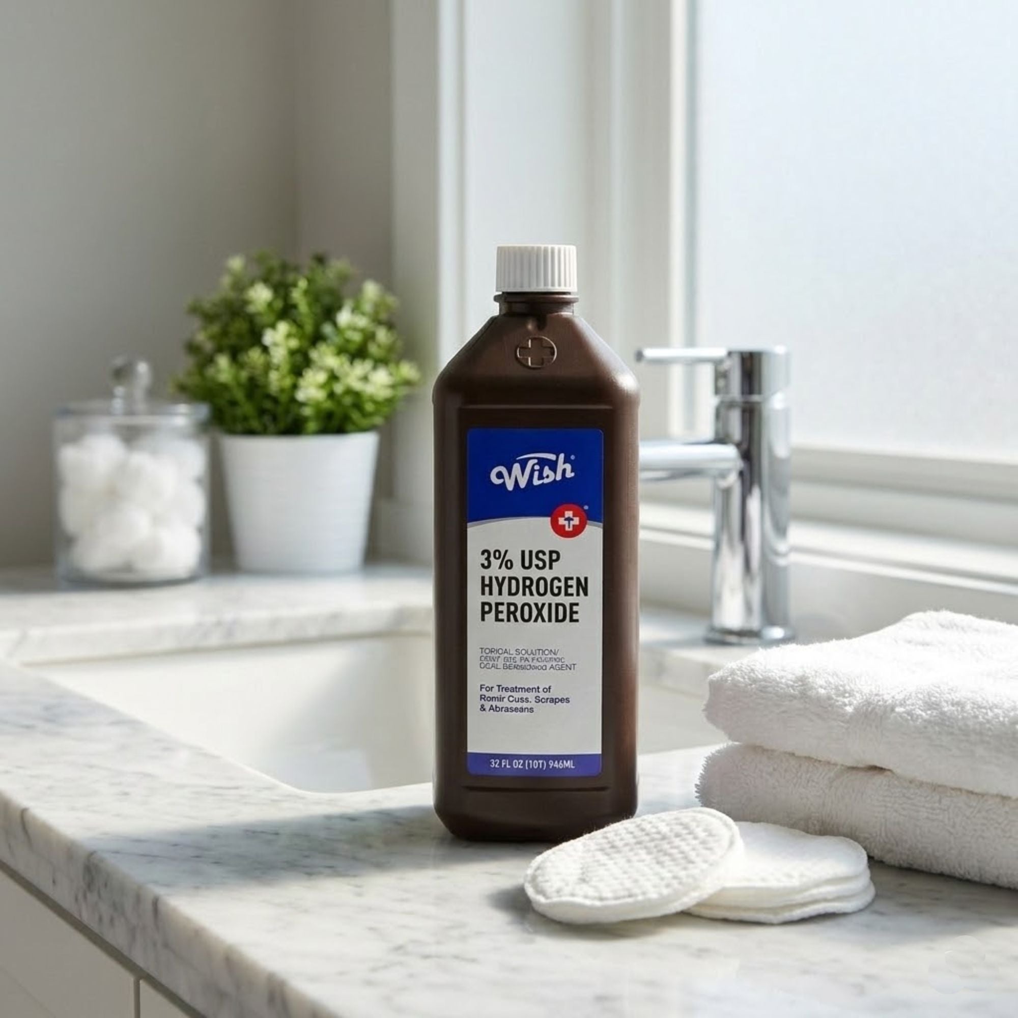 32oz Wish 3% USP Hydrogen Peroxide First Aid Antiseptic First Aid first aid antiseptic lifestyle use image