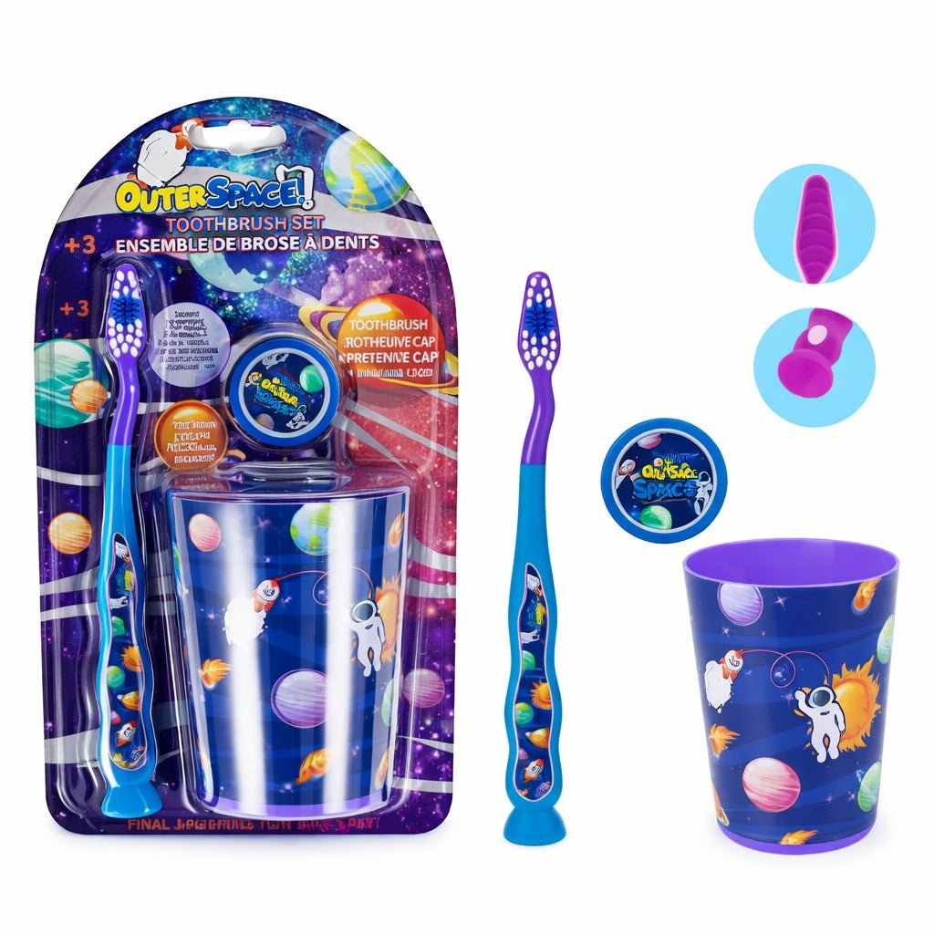 Oral Fusion Kids Toothbrush 3PK w/ Cup Outer Space Kids Toothbrush Set main product image