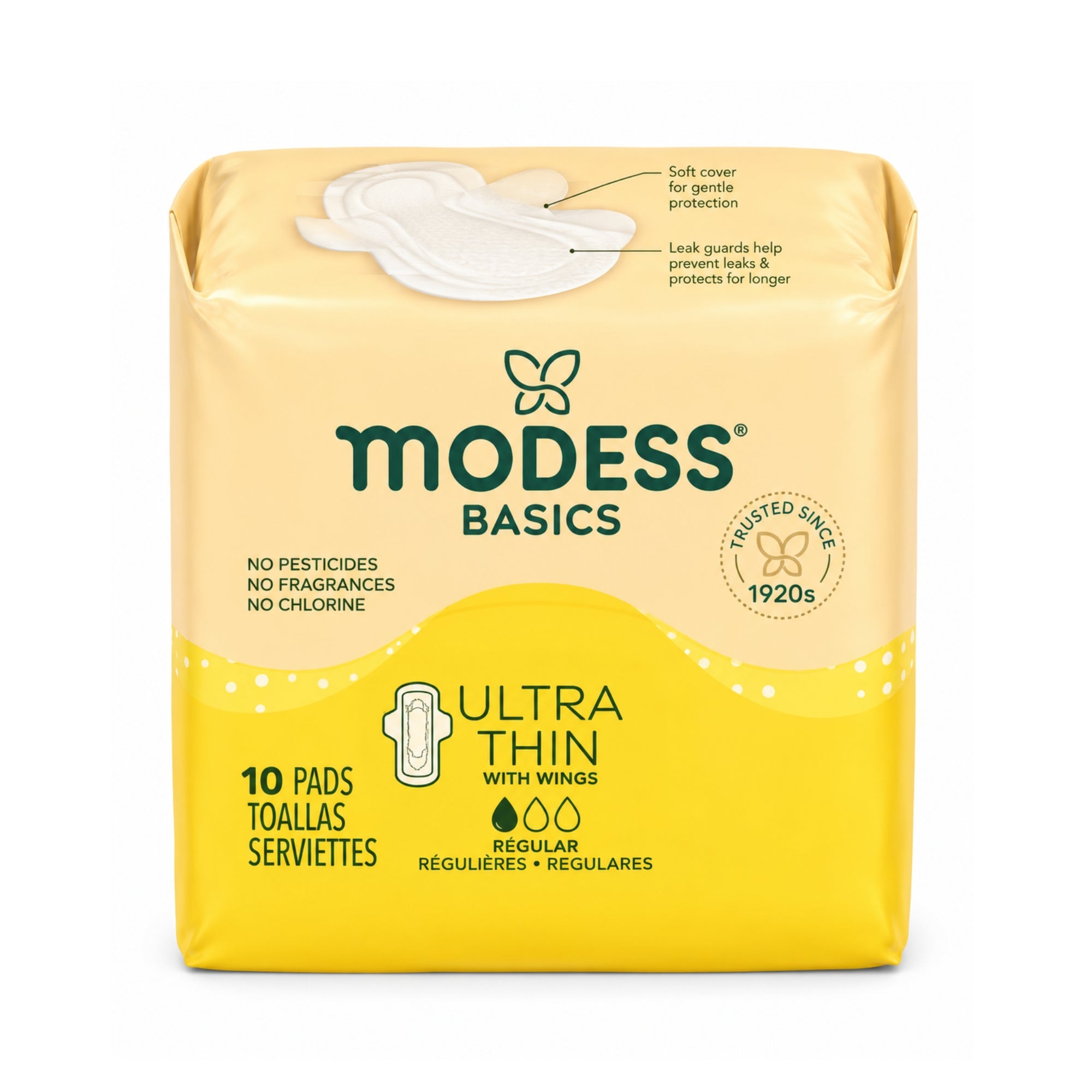 10PCS Modess Basics Ultra Thin Pads with Wings