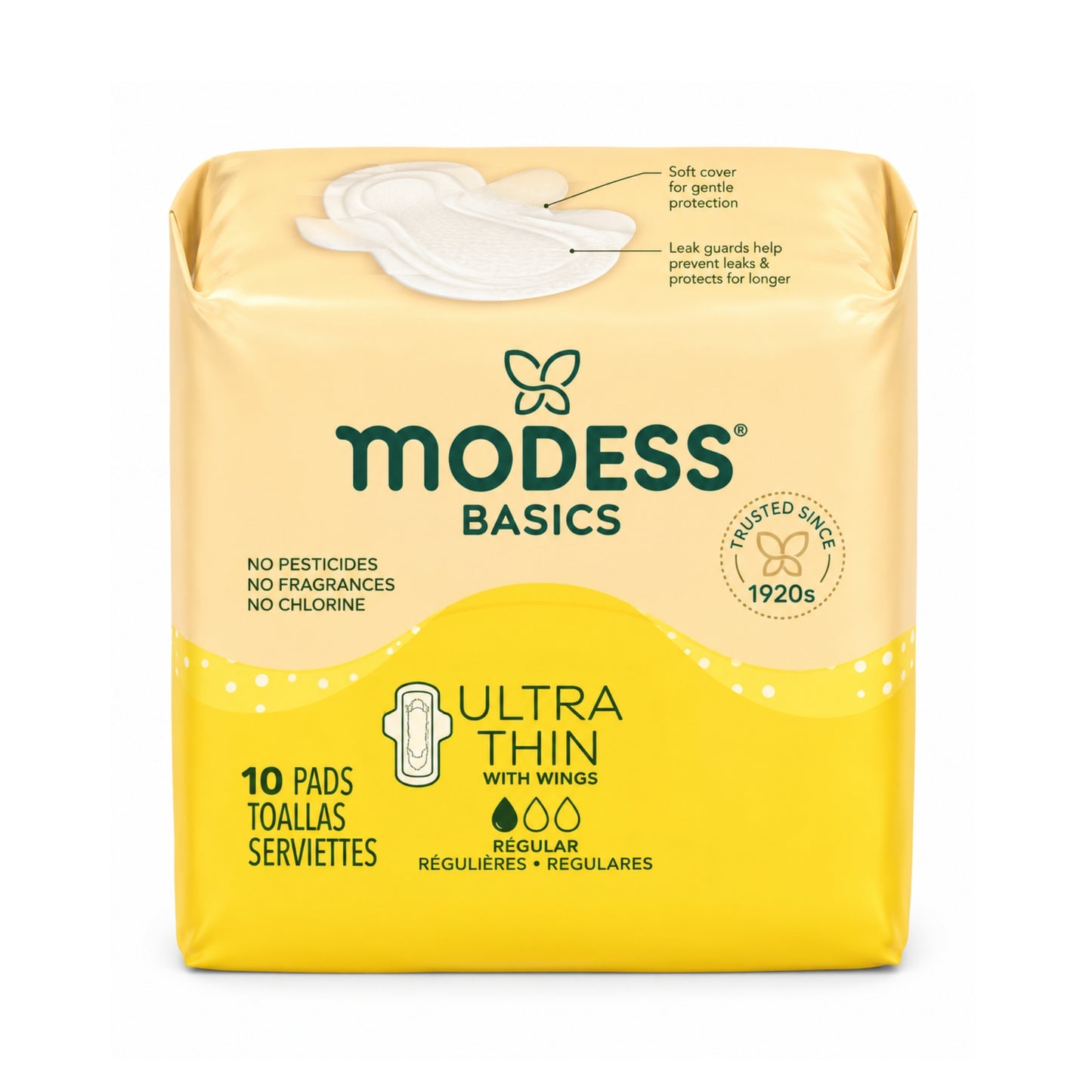 10PCS Modess Basics Ultra Thin Pads with Wings