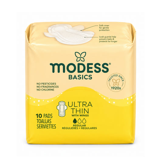 10PCS Modess Basics Ultra Thin Pads with Wings