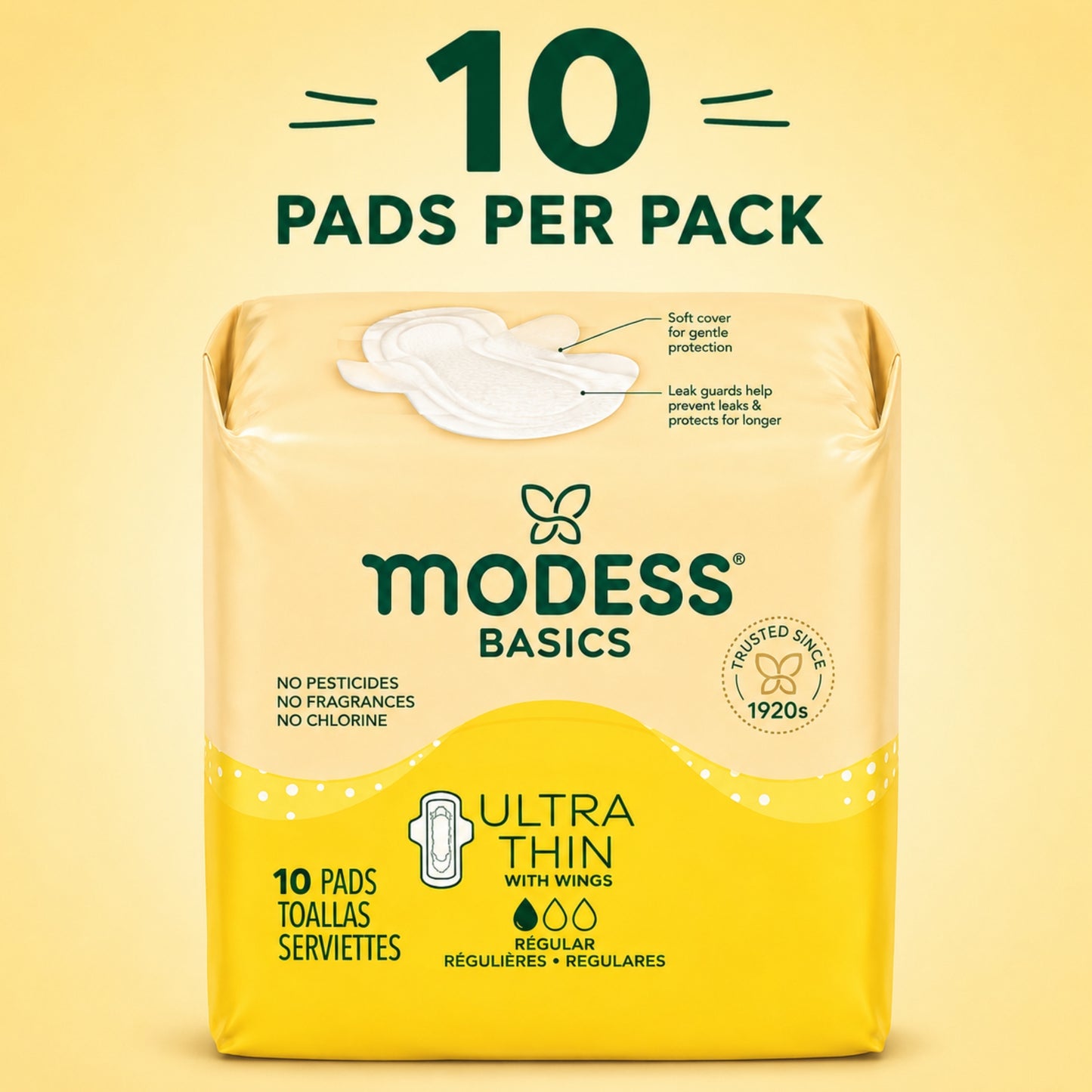 Modess Basics 10PCS Regular Ultra Thin Wing Pads