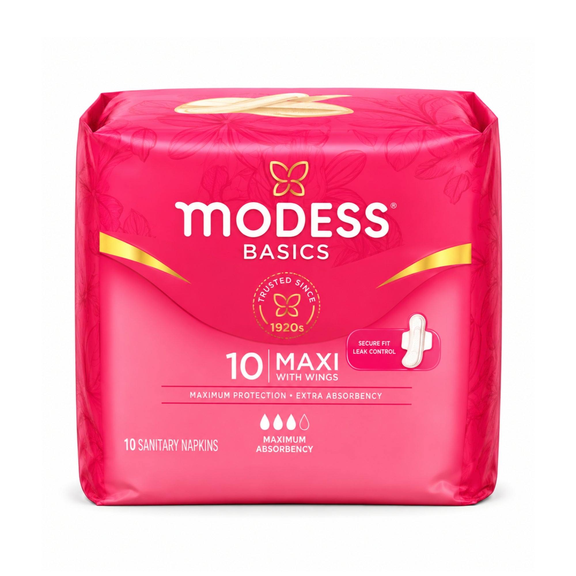 10PCS Modess Basics Maxi Pads with Wings