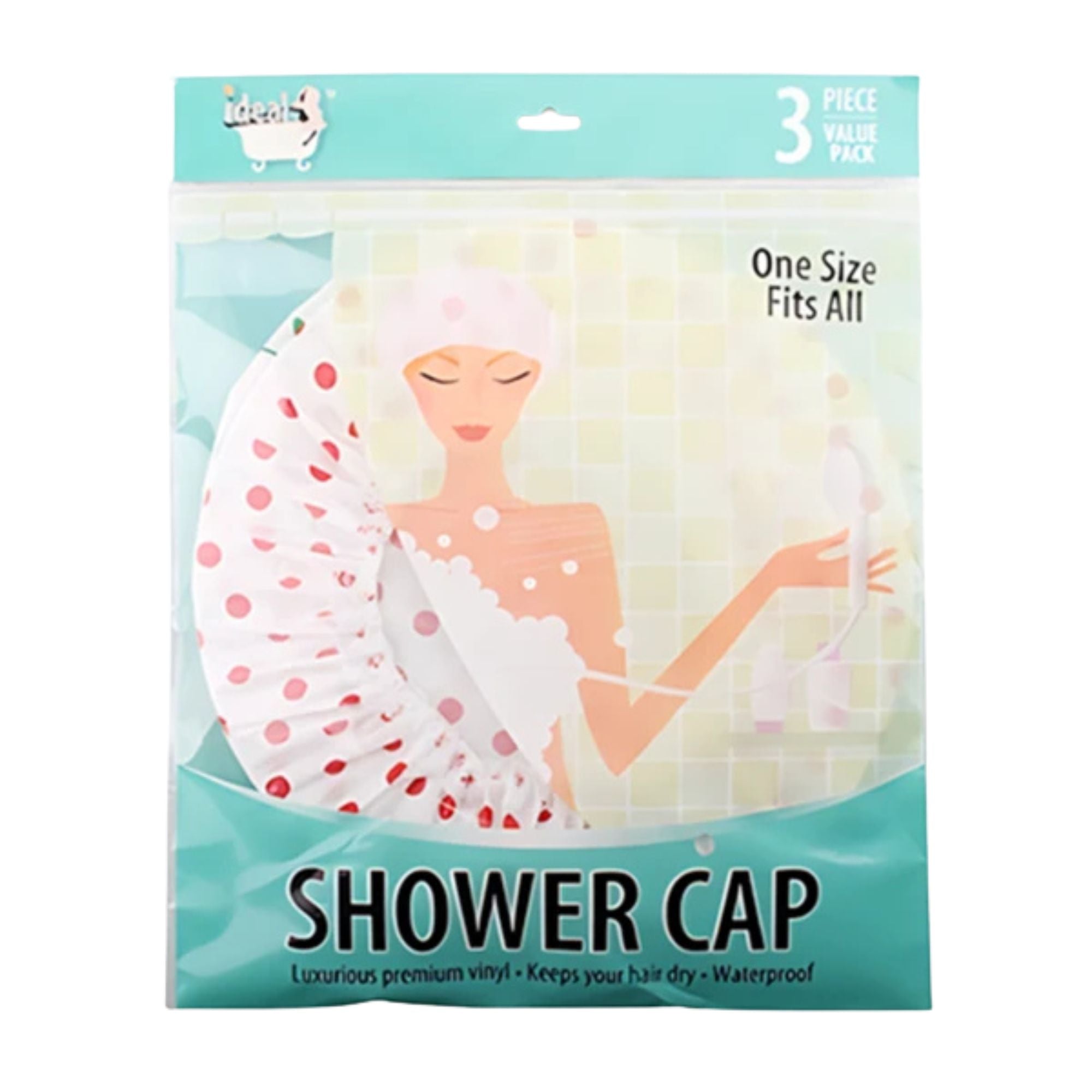 3 Pack Ideal Waterproof Bath & Shower Caps Bath Essential main product image