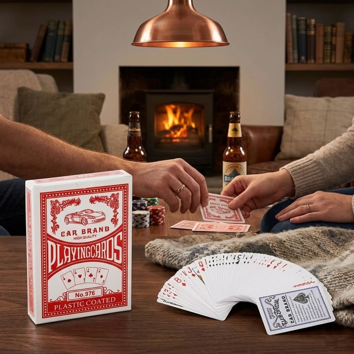 Plastic Coated Red Playing Cards Durable Deck for Games lifestyle use image