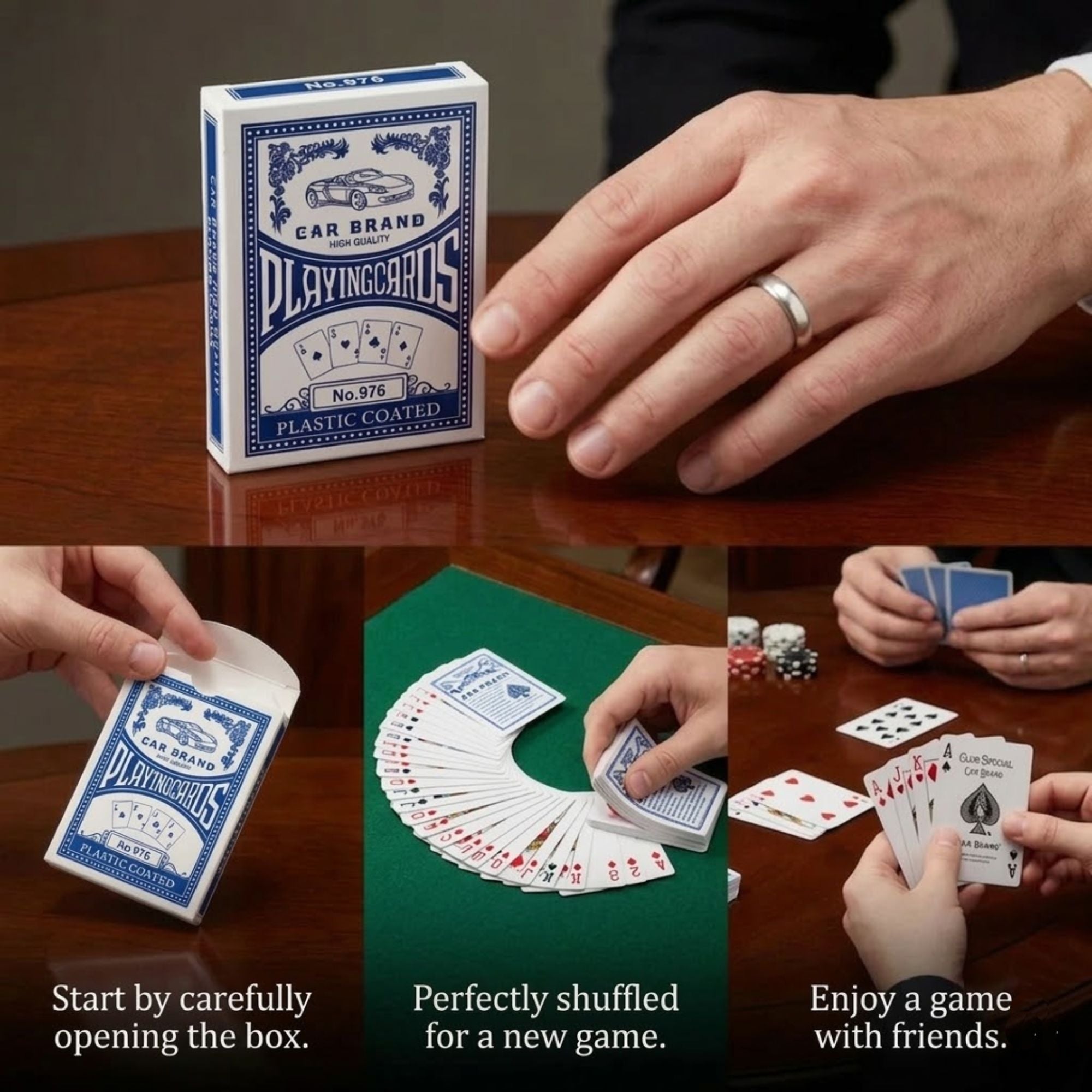 Plastic Coated Blue Playing Cards Durable Deck for Games product detail image