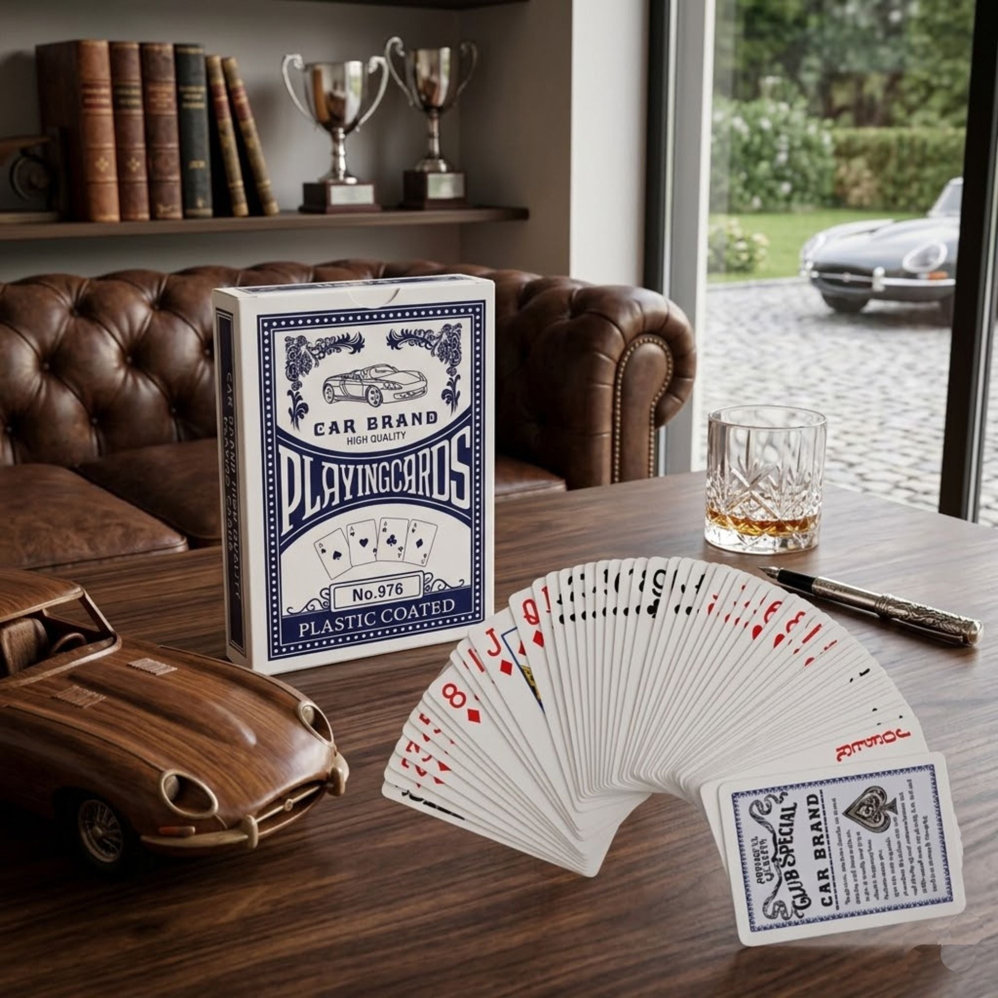 Plastic Coated Blue Playing Cards Durable Deck for Games lifestyle use image