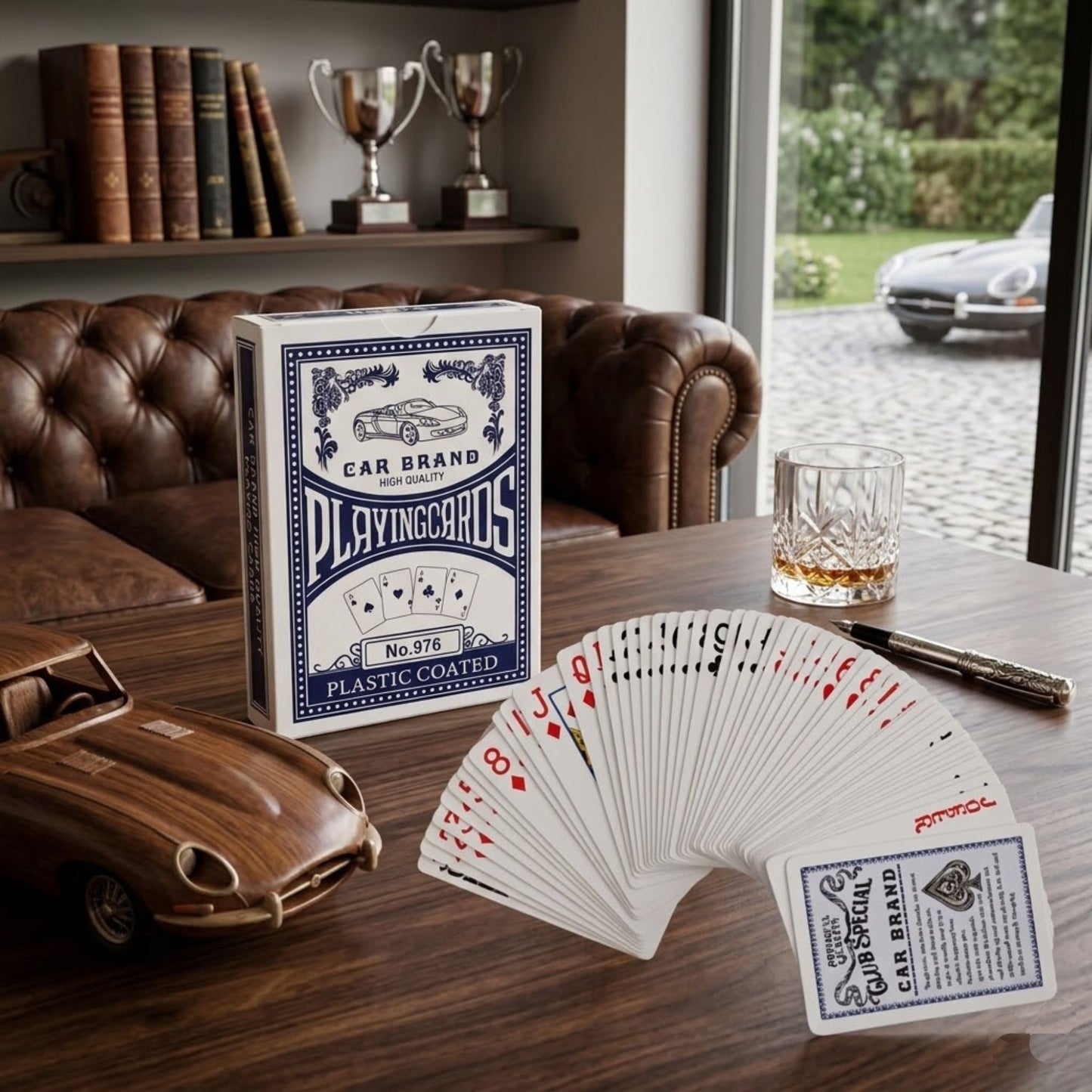Plastic Coated Blue Playing Cards Durable Deck for Games lifestyle use image