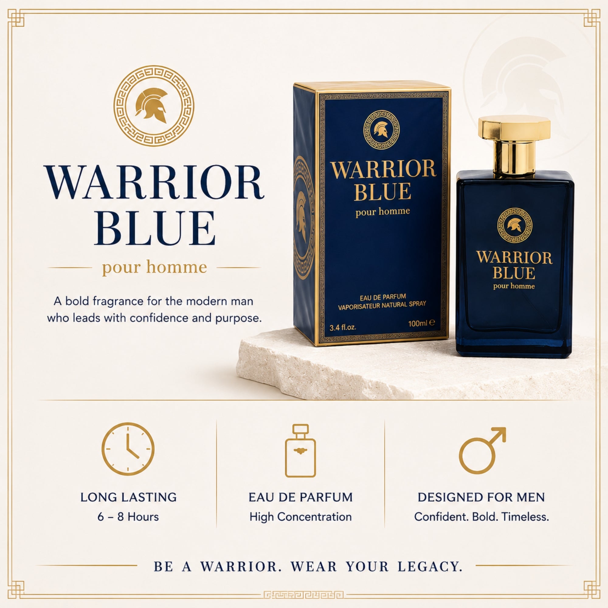 Warrior Pour Homme Eau de Parfum for Men 100ml Natural Spray