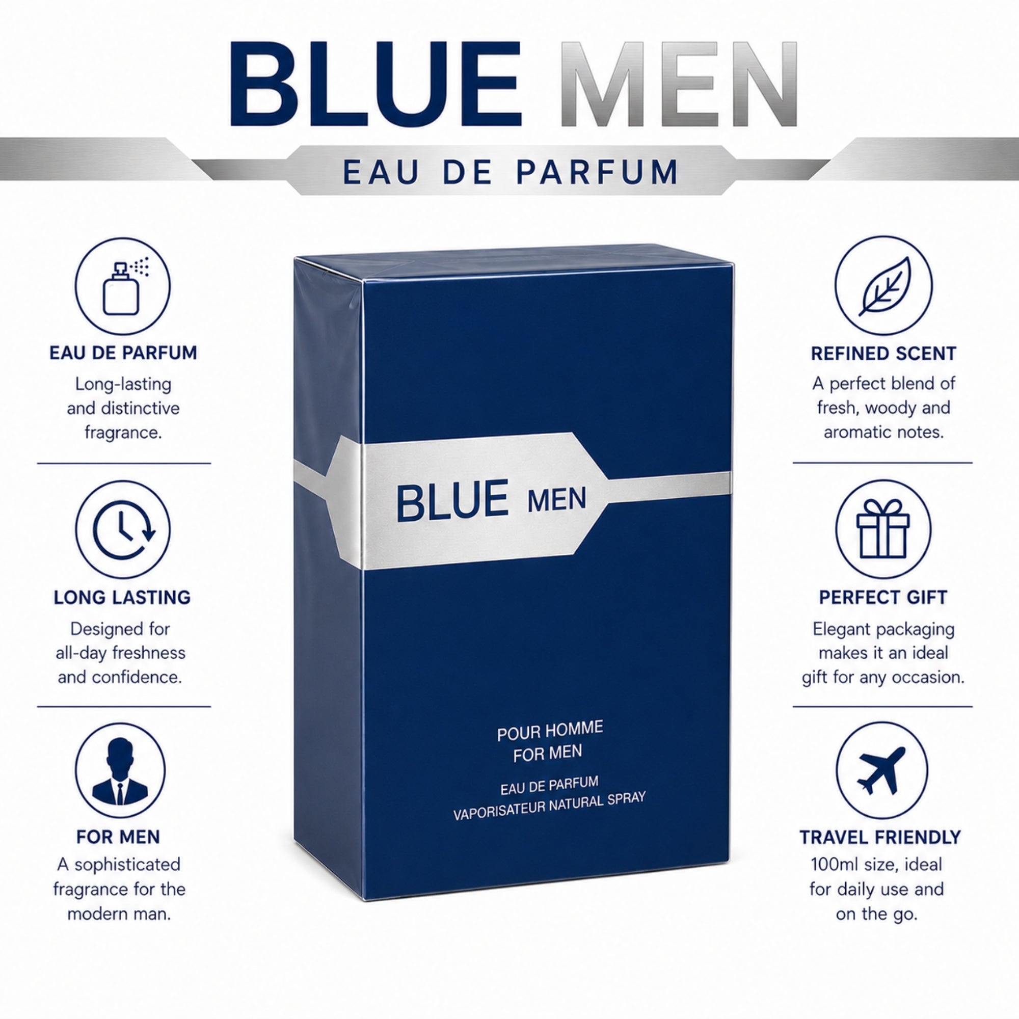 100ml Steel New York Perfume for Men Long Lasting EDP Spray