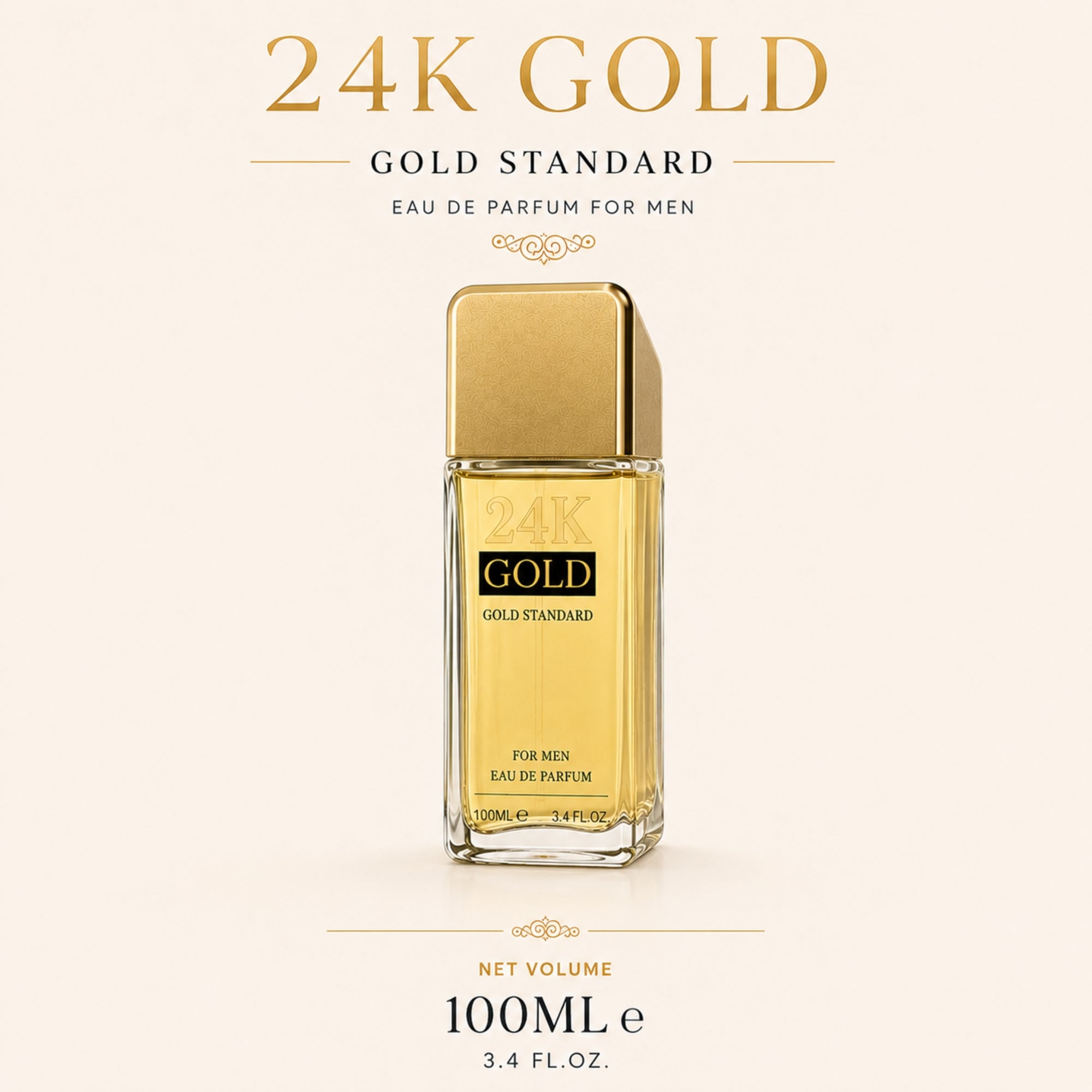 24K Gold Standard Eau de Parfum for Men 100ml Long Lasting