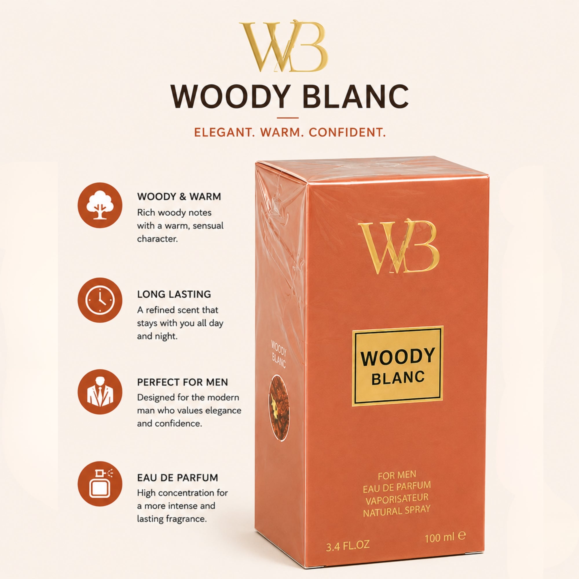 Woody Blanc Pour Homme Eau de Toilette for Men 100ml