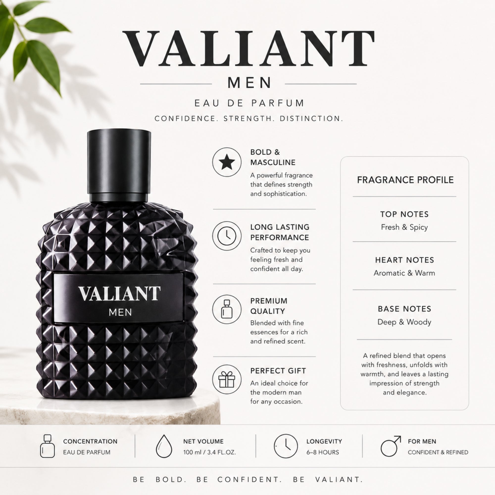 Valiant Men Perfume 100ml Eau de Parfum for Daily Wear