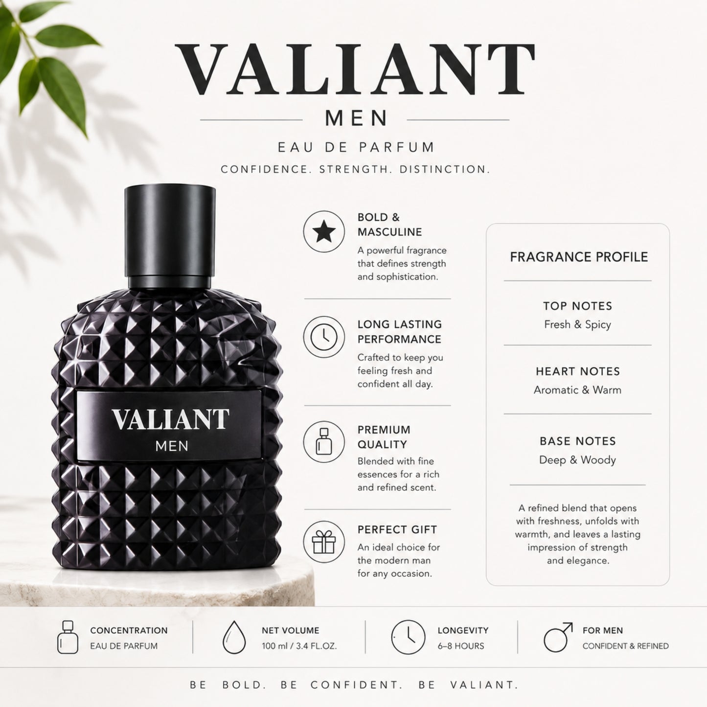 Valiant Men Perfume 100ml Eau de Parfum for Daily Wear