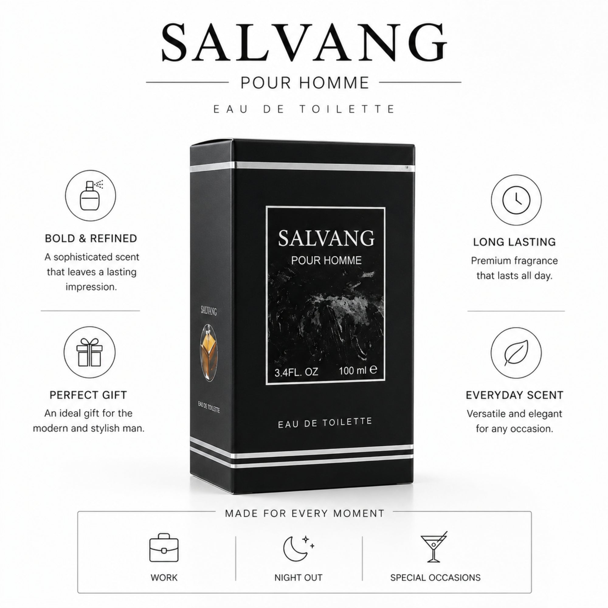Salvang Pour Homme Men Eau de Toilette Spray 100ml