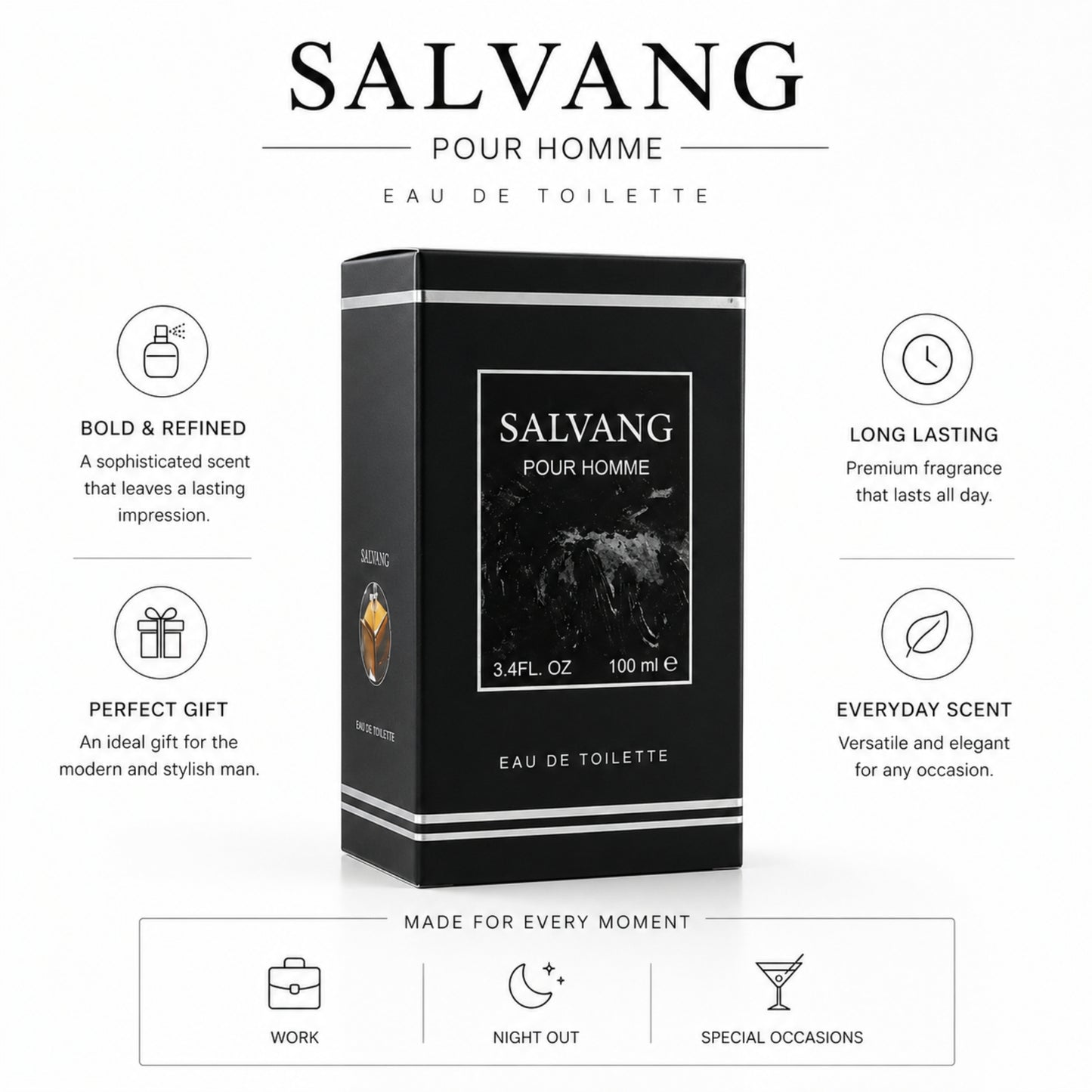 Salvang Pour Homme Men Eau de Toilette Spray 100ml